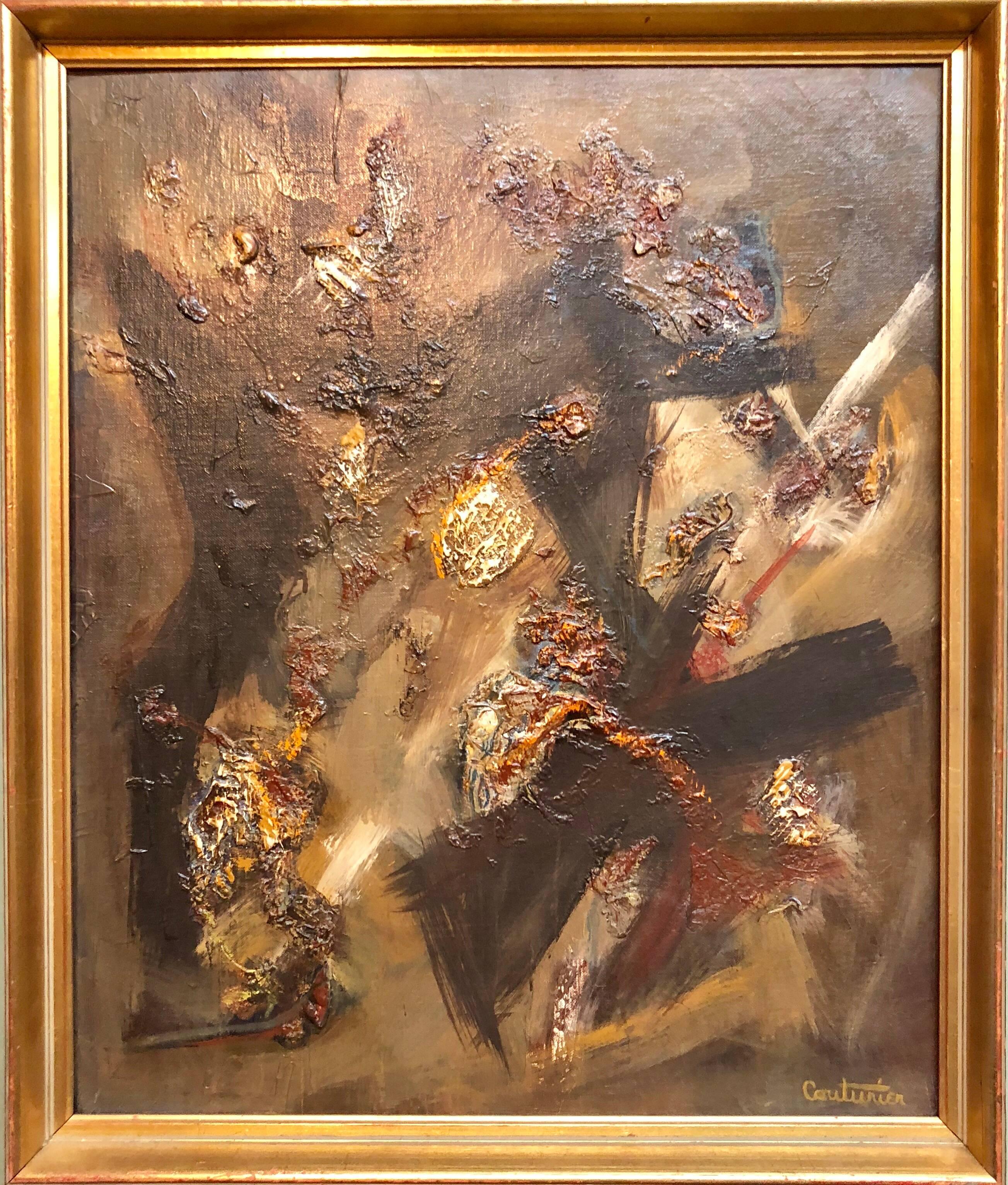 French Gestural Abstract Expressionist Textured Oil Painting  For Sale 3