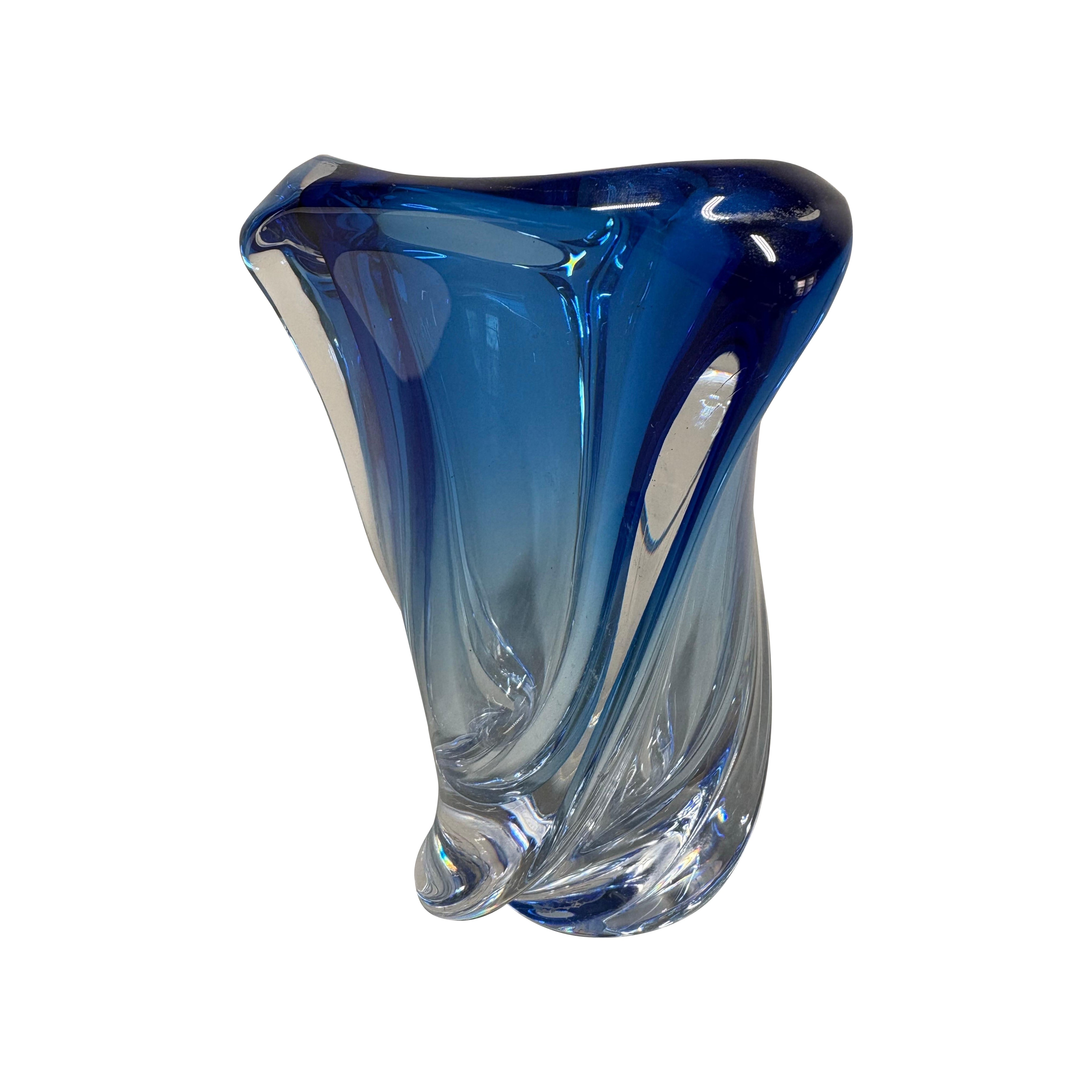 Rene Delvenne for Val-St-Lambert 'Mulette' glass and crystal vase