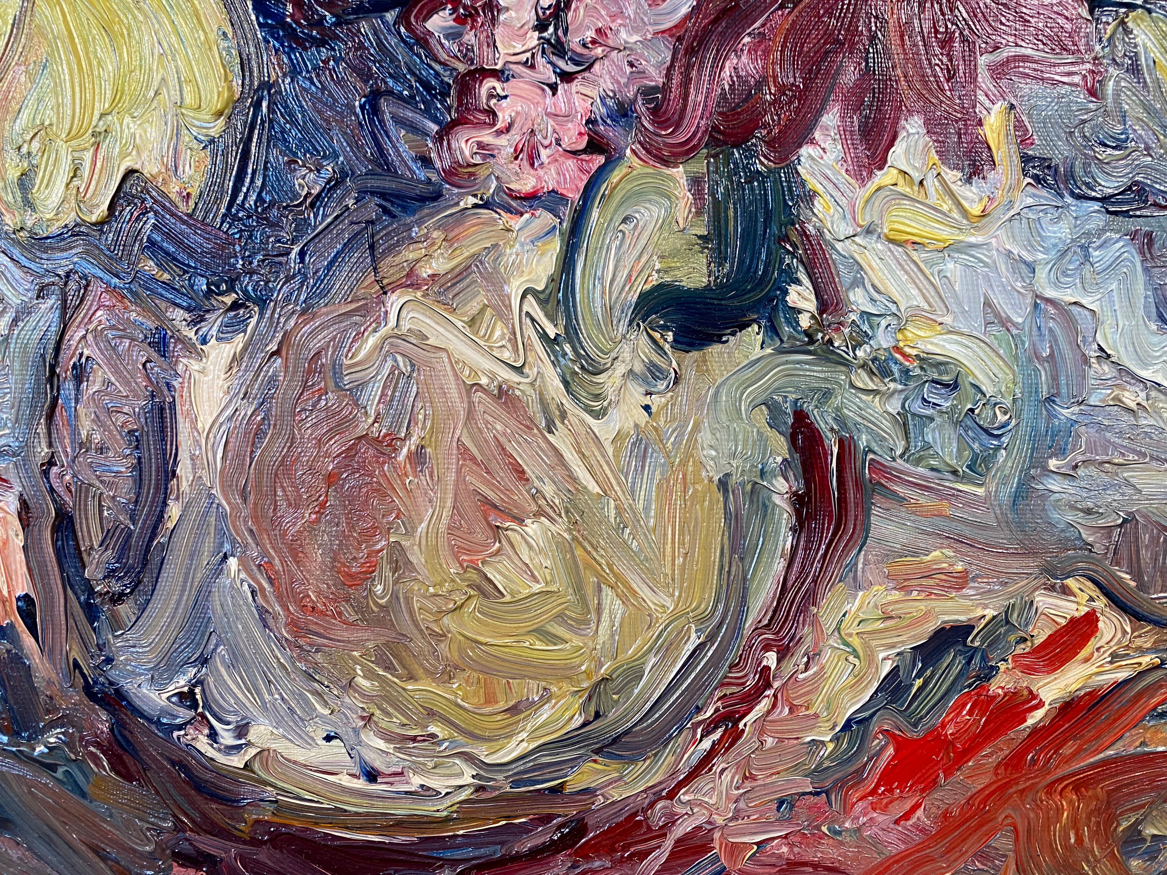 Herbstblumen Post-Impressionist (Braun), Still-Life Painting, von Rene Demeurisse
