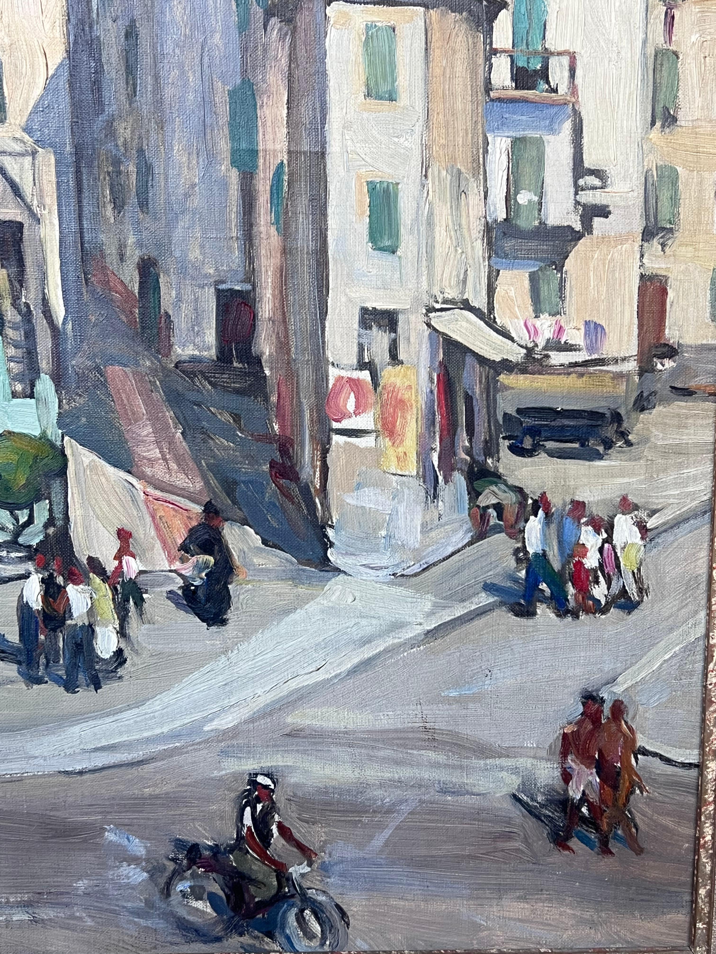 Peinture à l'huile post-impressionniste française des années 1930 à Menton, dans le sud de la France - Painting de Rene Deydier
