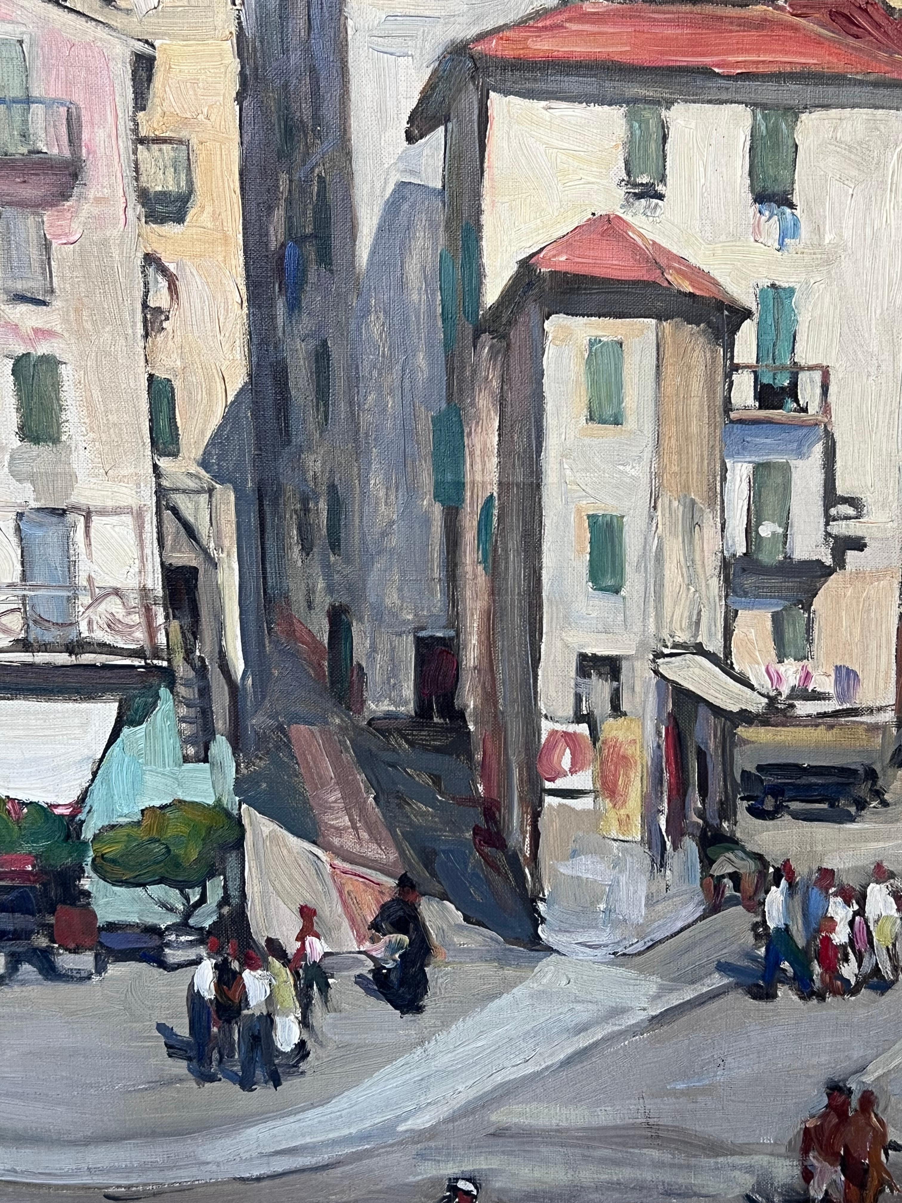 Peinture à l'huile post-impressionniste française des années 1930 à Menton, dans le sud de la France - Post-impressionnisme Painting par Rene Deydier