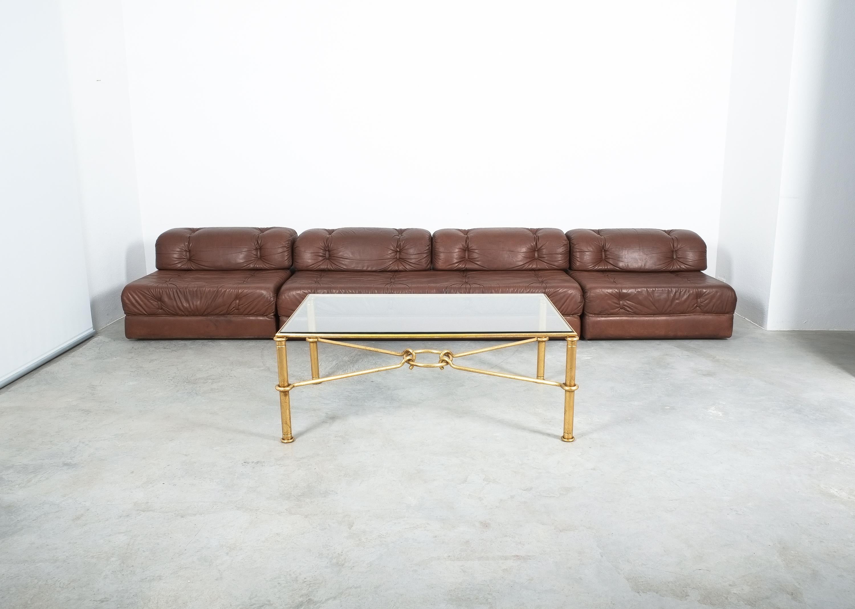 Mid-Century Modern Large Gilt Iron Coffee Table Giovanni Banci for Hermes, Italy, Midcentury