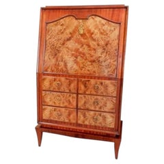 René Drouet (atribuido a) elegante secreter art déco en madera de tuya con vetas, 1930