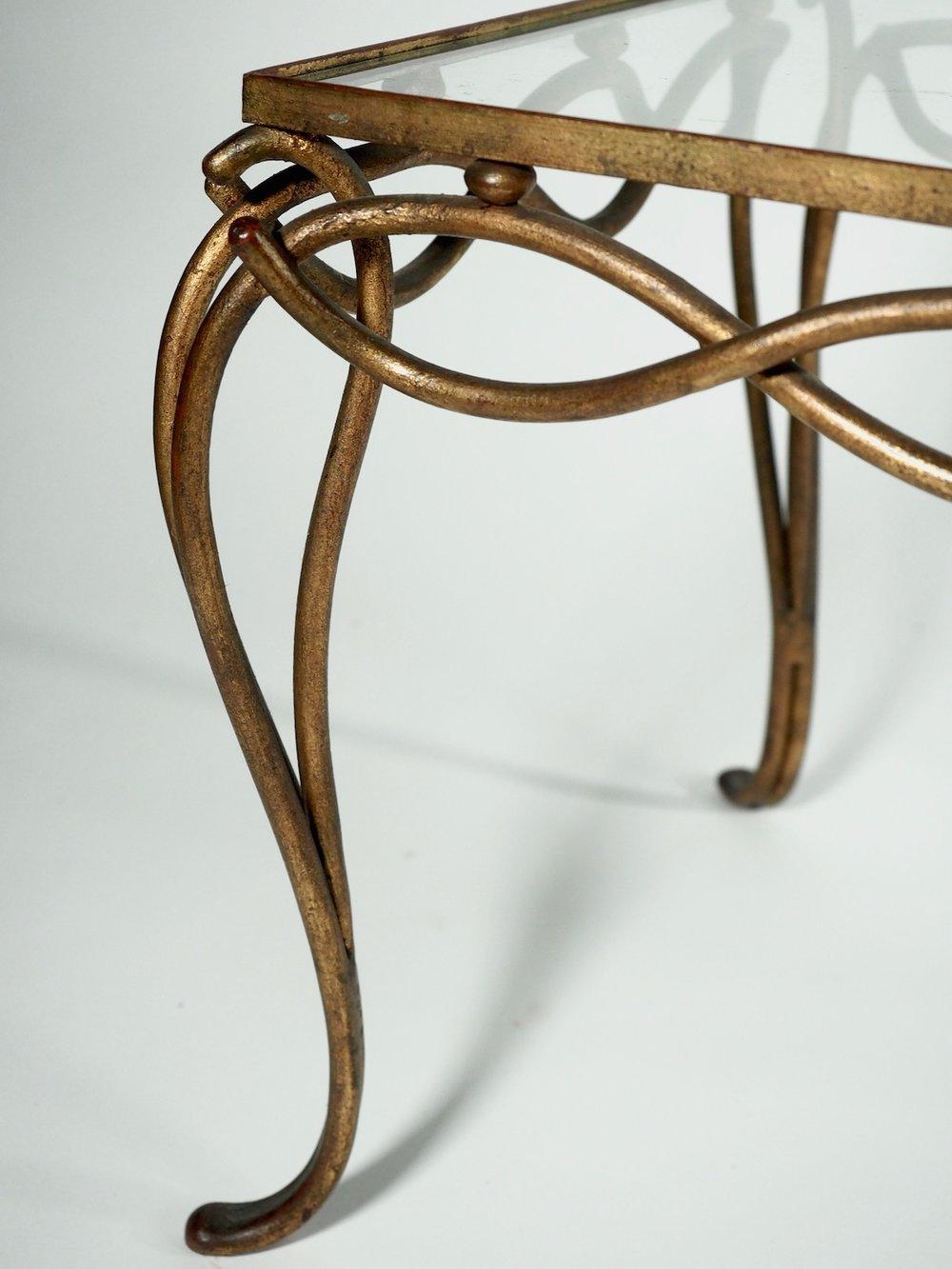 Rene Drouet Gilt Forged Iron Coffee Table In Excellent Condition For Sale In Philadelphia, PA