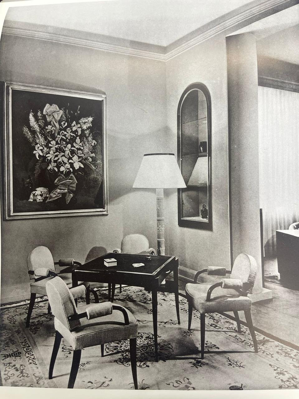 Renè Drouet, important set of six chairs in wood and white bouclé 6