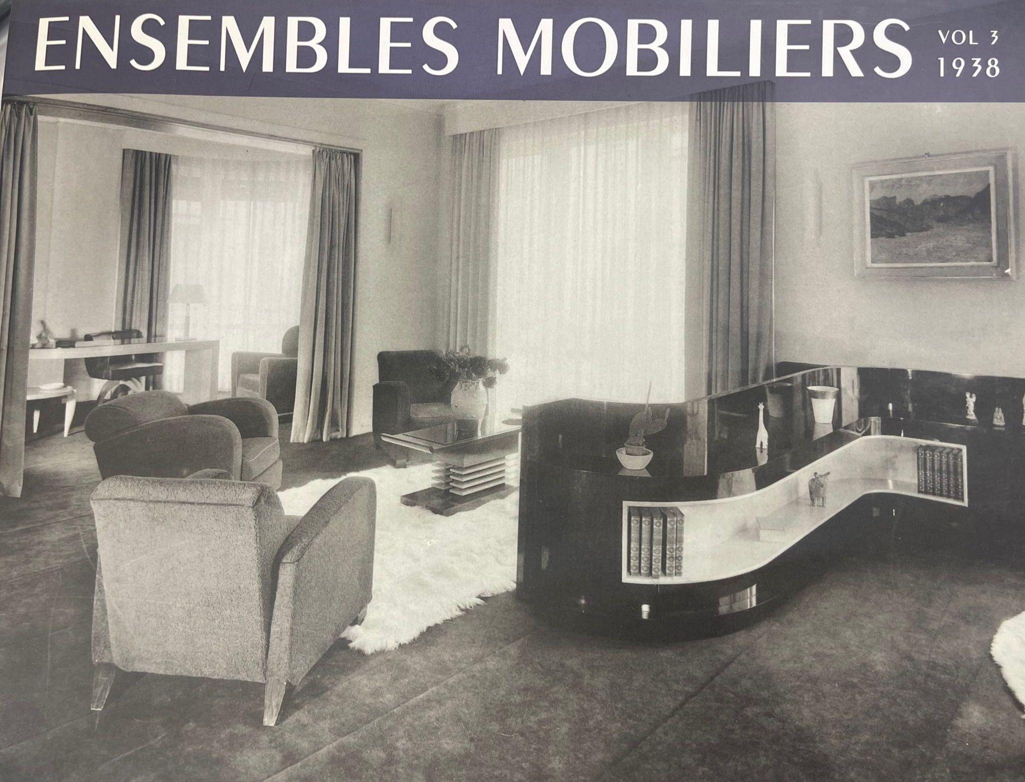 Renè Drouet, important set of six chairs in wood and white bouclé 8