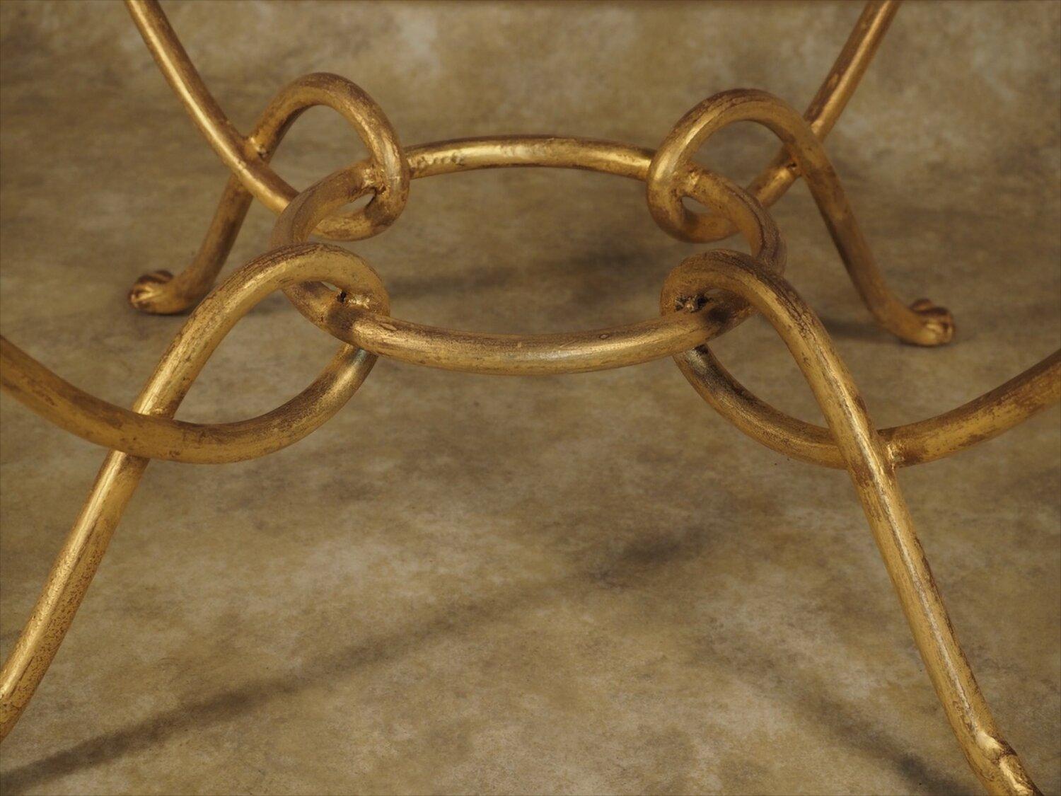 Rene Drouet Large Round Gilt Iron Coffee Table In Excellent Condition For Sale In Philadelphia, PA