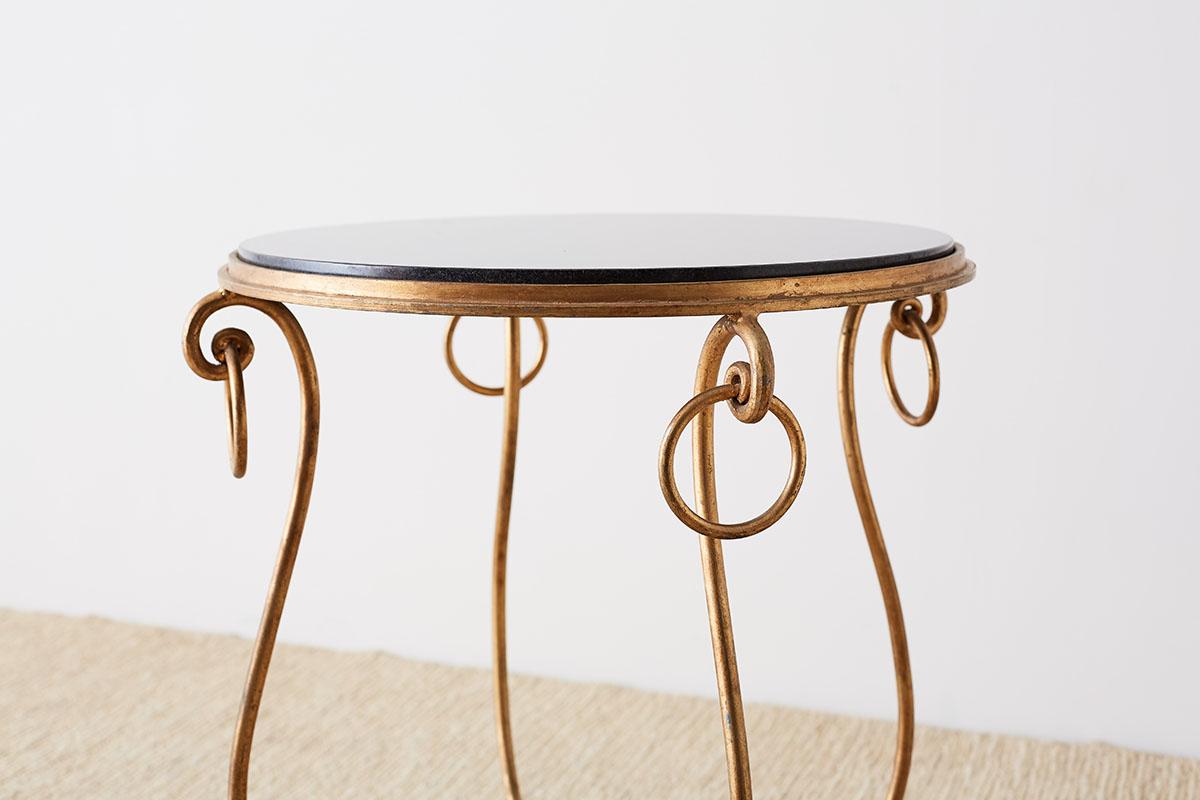 Rene Drouet Style Gilded Iron and Granite Table For Sale 7