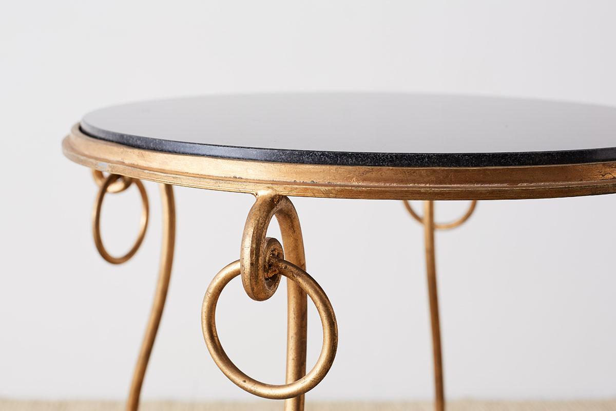 Rene Drouet Style Gilded Iron and Granite Table For Sale 2