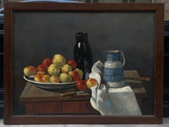 René Durey. Apples. 1930. Oil Painting. Post-Impressionnist still life. Framed.