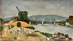 Französische impressionistische Fluss-Landschaft des frühen 20. Jahrhunderts, signiert, Öl 