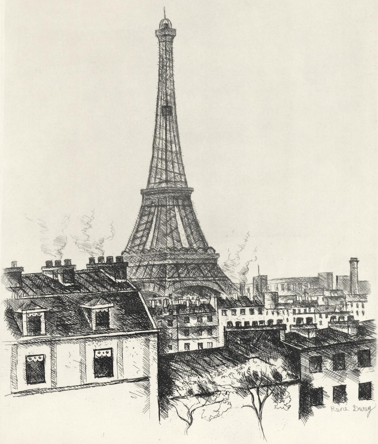 Rene Durey Landscape Print - Le Champ de Mars, A La gloire à Paris, René Durey