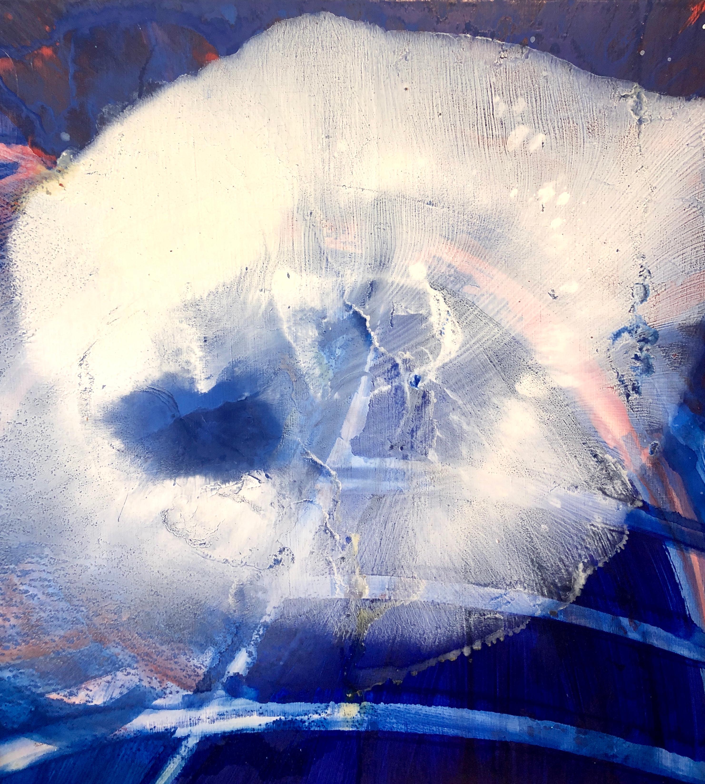 Arc en Ciel Abstrakter Expressionist Französisch Ölgemälde Nouvelle École d'Paris (Violett), Abstract Painting, von Rene Duvillier