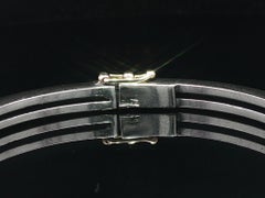 Rene Escobar 18k Yellow Gold & Silver Diamond Florentine Finish Bangle Bracelet