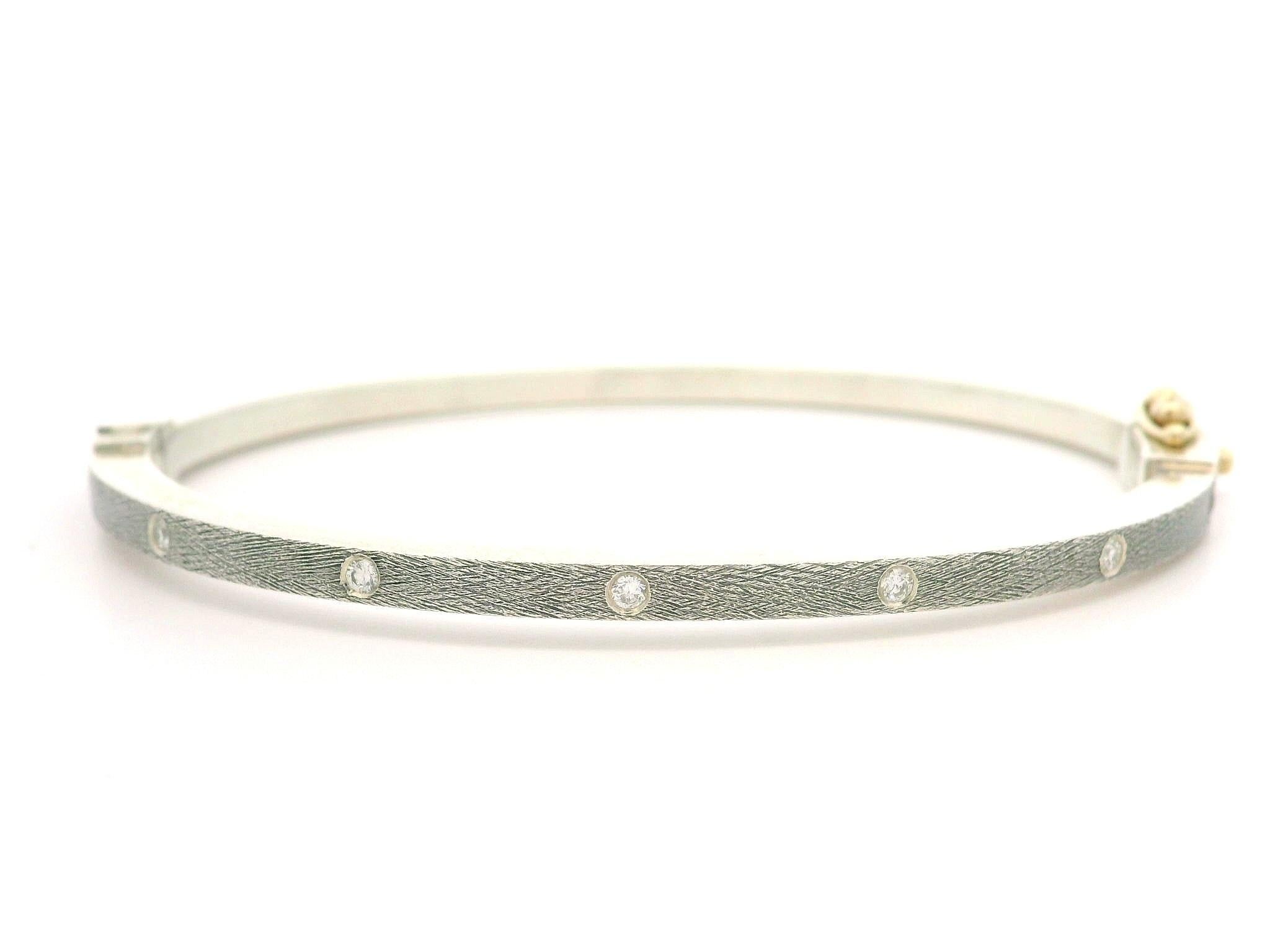 Women's Rene Escobar Silver & 18k Gold 0.25ctw Diamond 2 way Hinged Bangle Bracelet