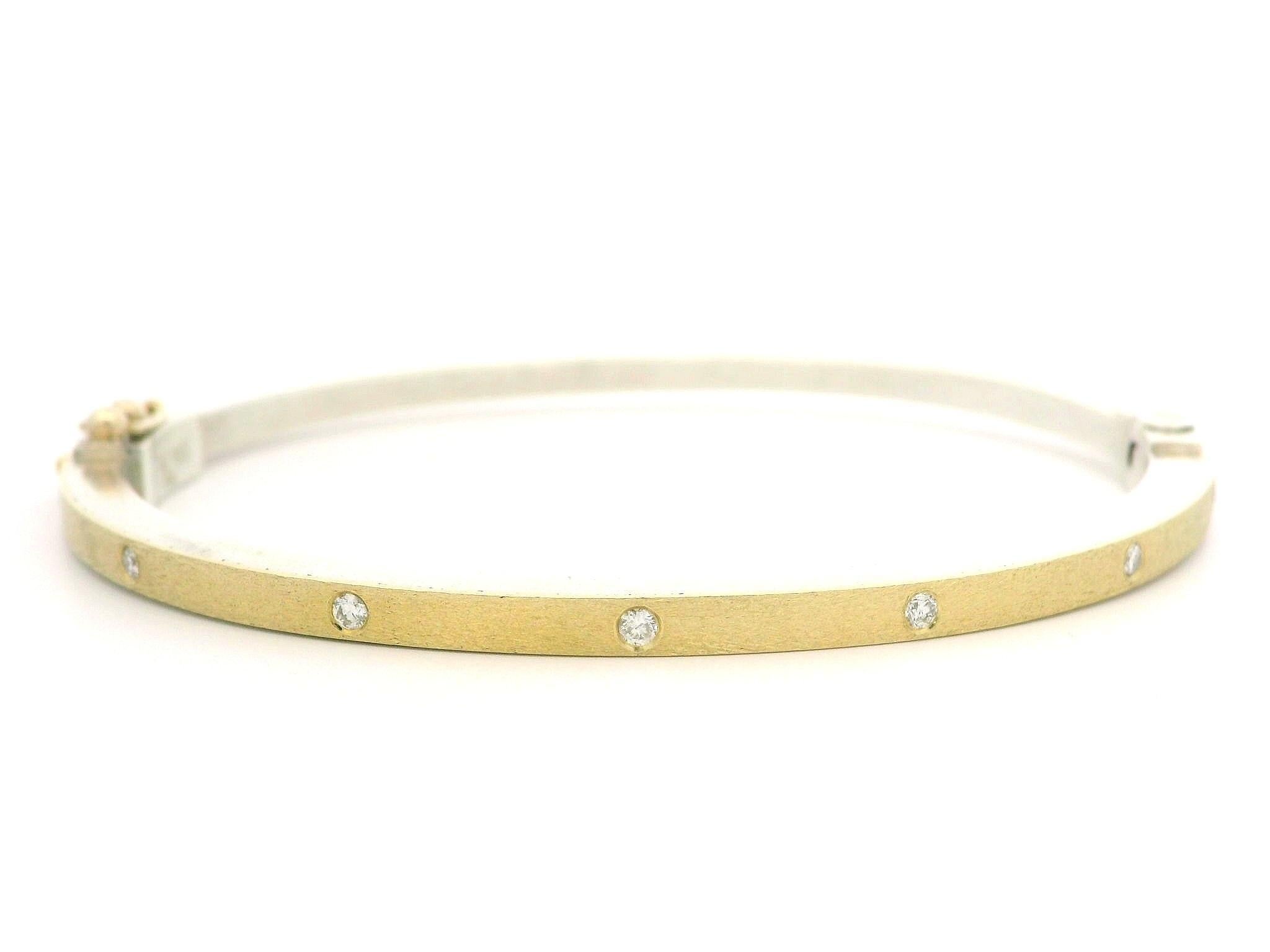 Rene Escobar Silver & 18k Gold 0.25ctw Diamond 2 way Hinged Bangle Bracelet 2