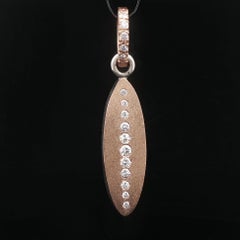 Rene Escobar Silber & 18k Rose Gold 0,26ctw Diamond Florentine Long Oval Anhänger