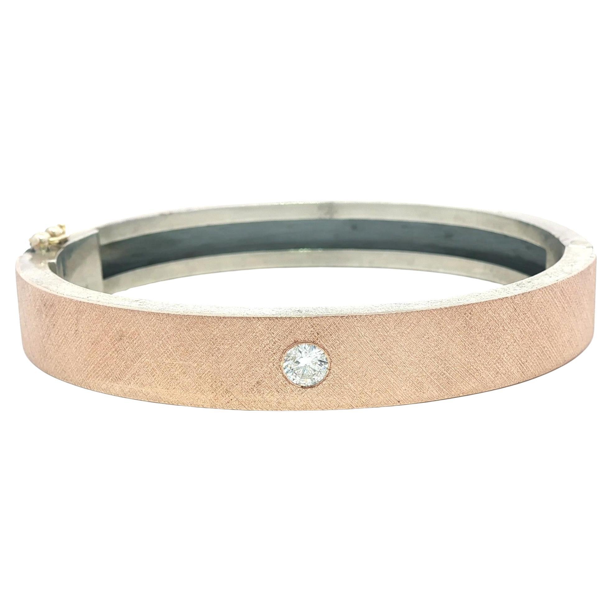 Bracciale a cerniera in argento e oro rosa 18k con diamanti Florentine di Rene Escobar