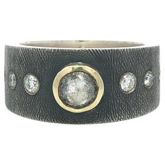 Bague Florentine en argent et or jaune 18k avec diamants Rene Hisobar