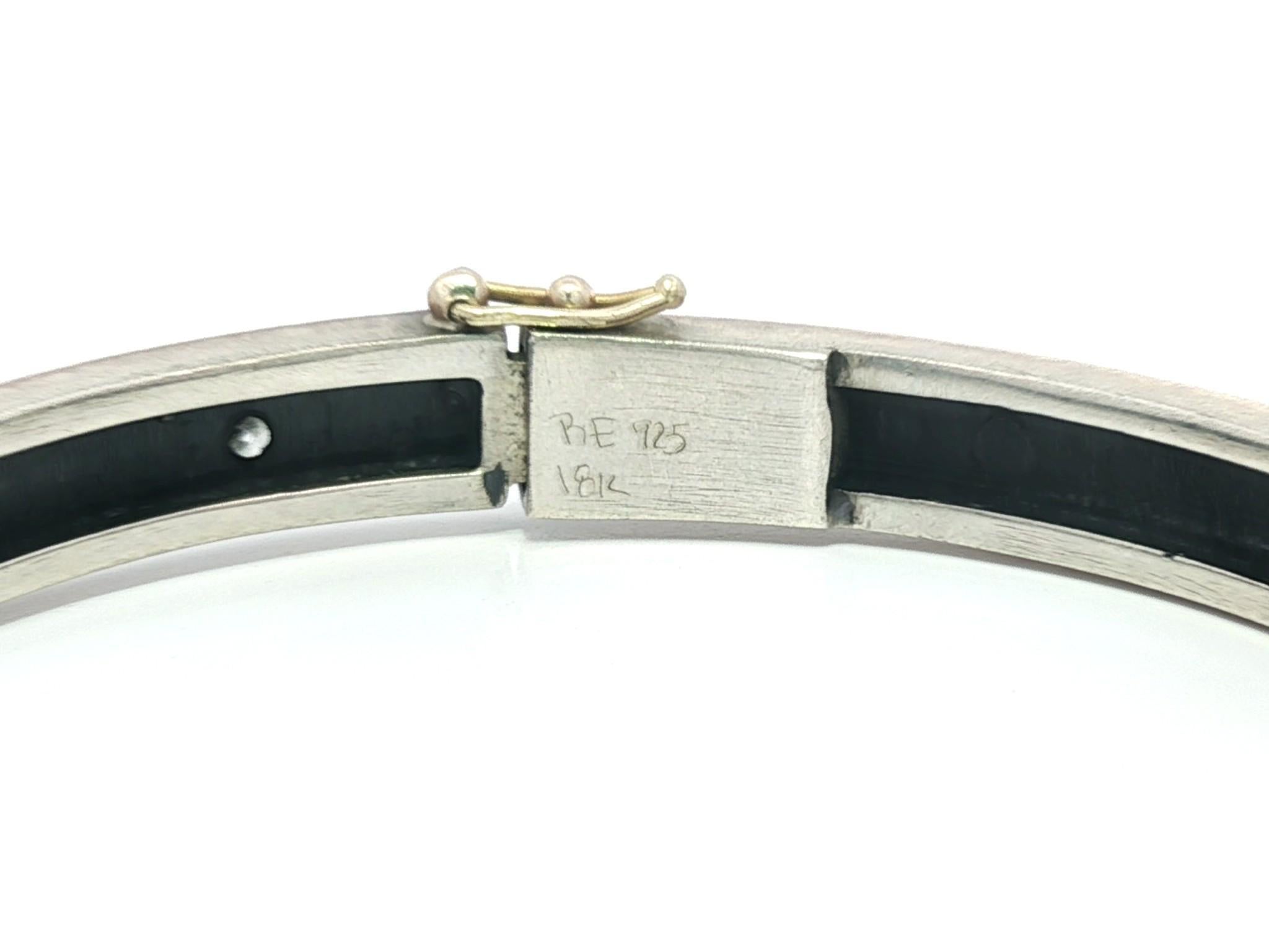 Donna Bracciale a cerniera Florentine in argento e oro brunito con diamanti di Rene Escobar in vendita