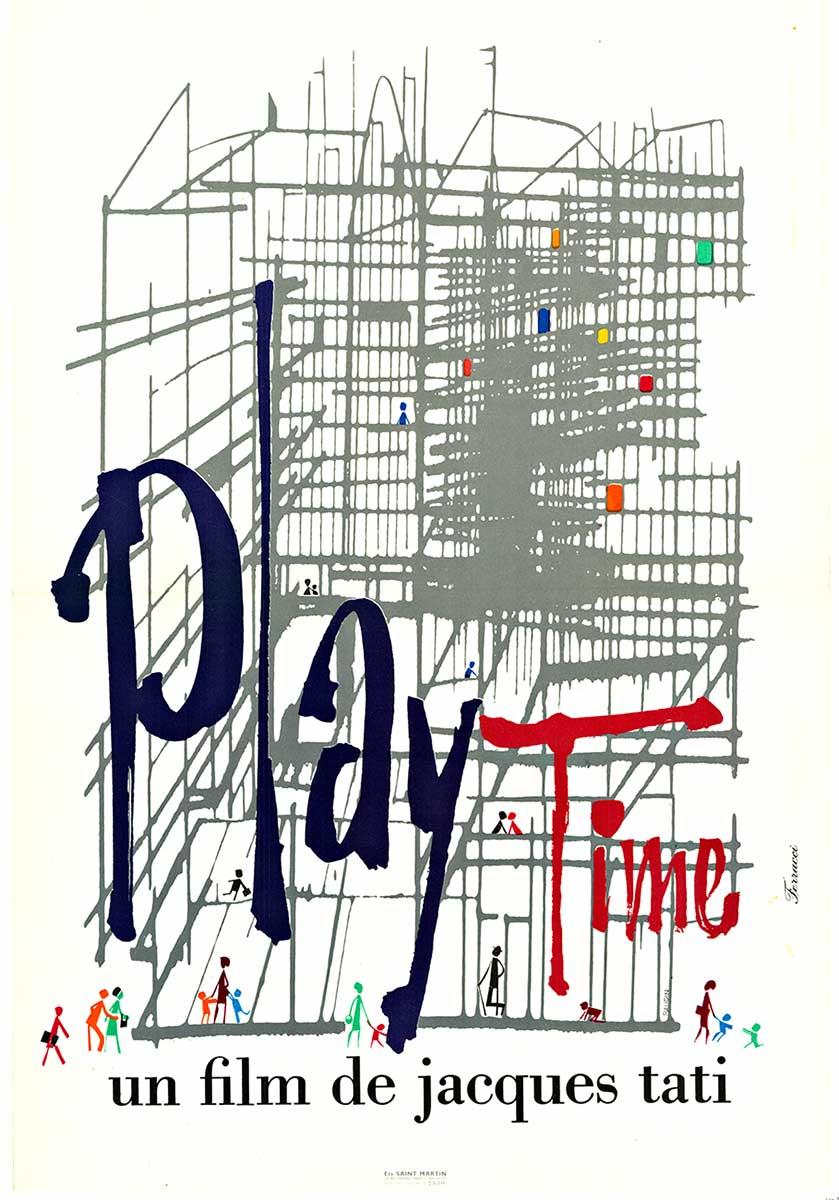Locandina originale del film francese "Play Time", vintage e di piccolo formato