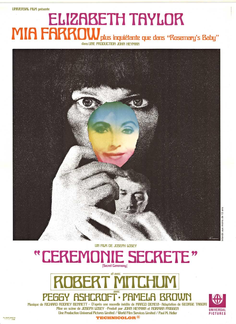 René Ferracci Portrait Print - Original 'Secret Ceremony' or "Ceremonie Secrete" vintage movie poster