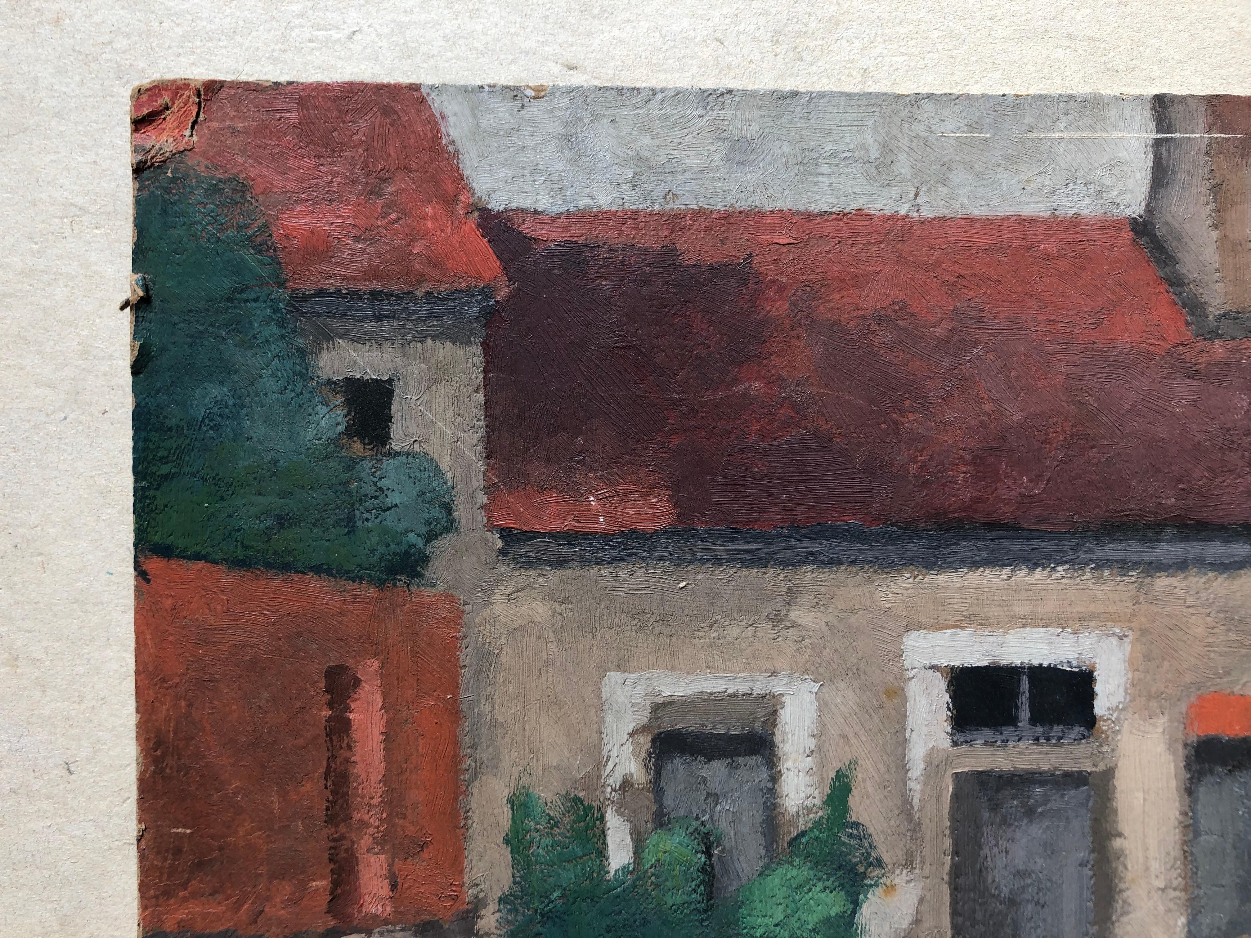 René Fontayne, Houses, Oil on cardboard For Sale 3
