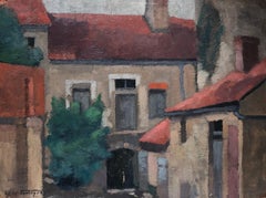 René Fontayne, Häuser, Öl auf Karton