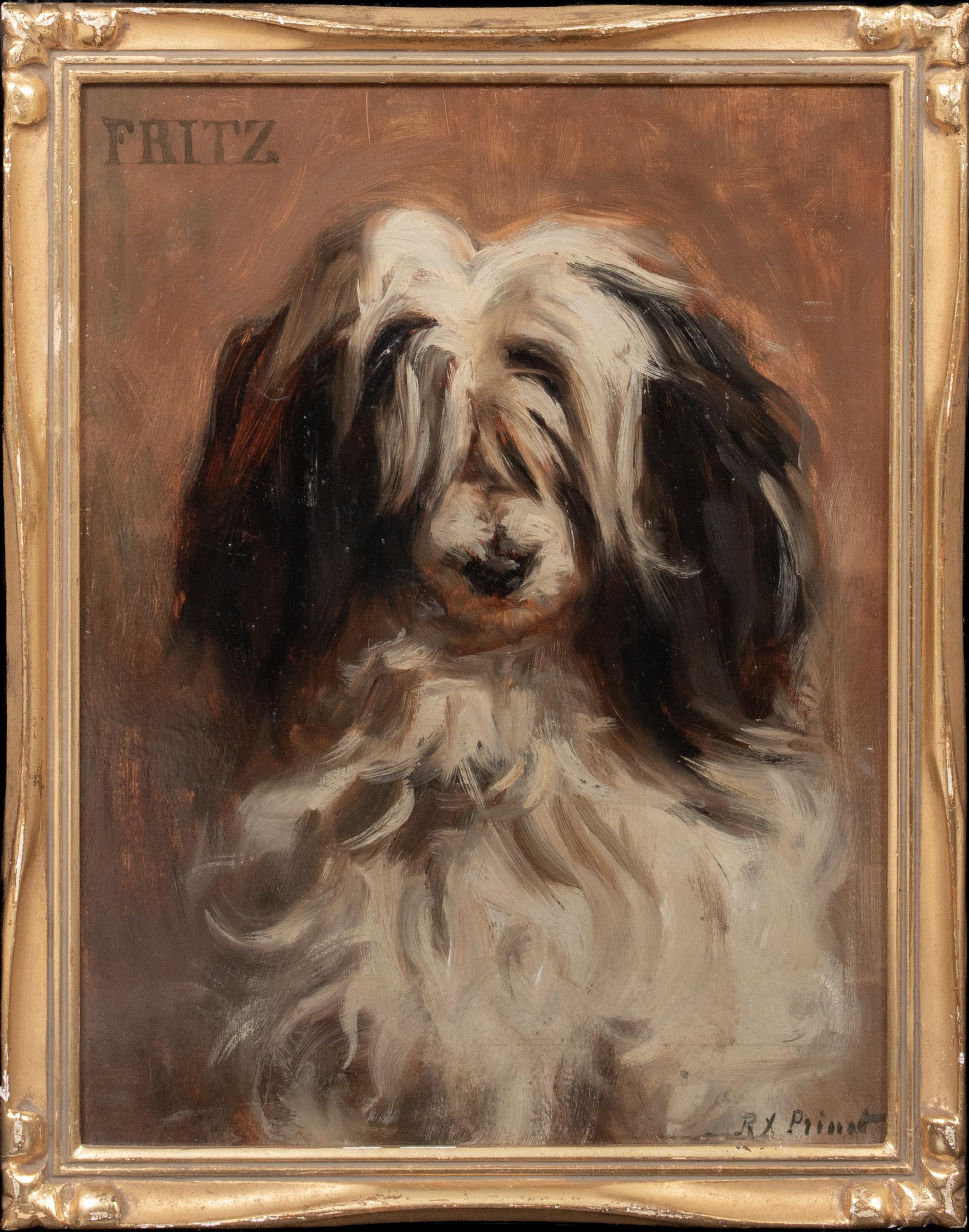 René Francois Xavier Prinet Portrait Painting - "Fritz" A French Sheepdog, dated 1897, Paris 