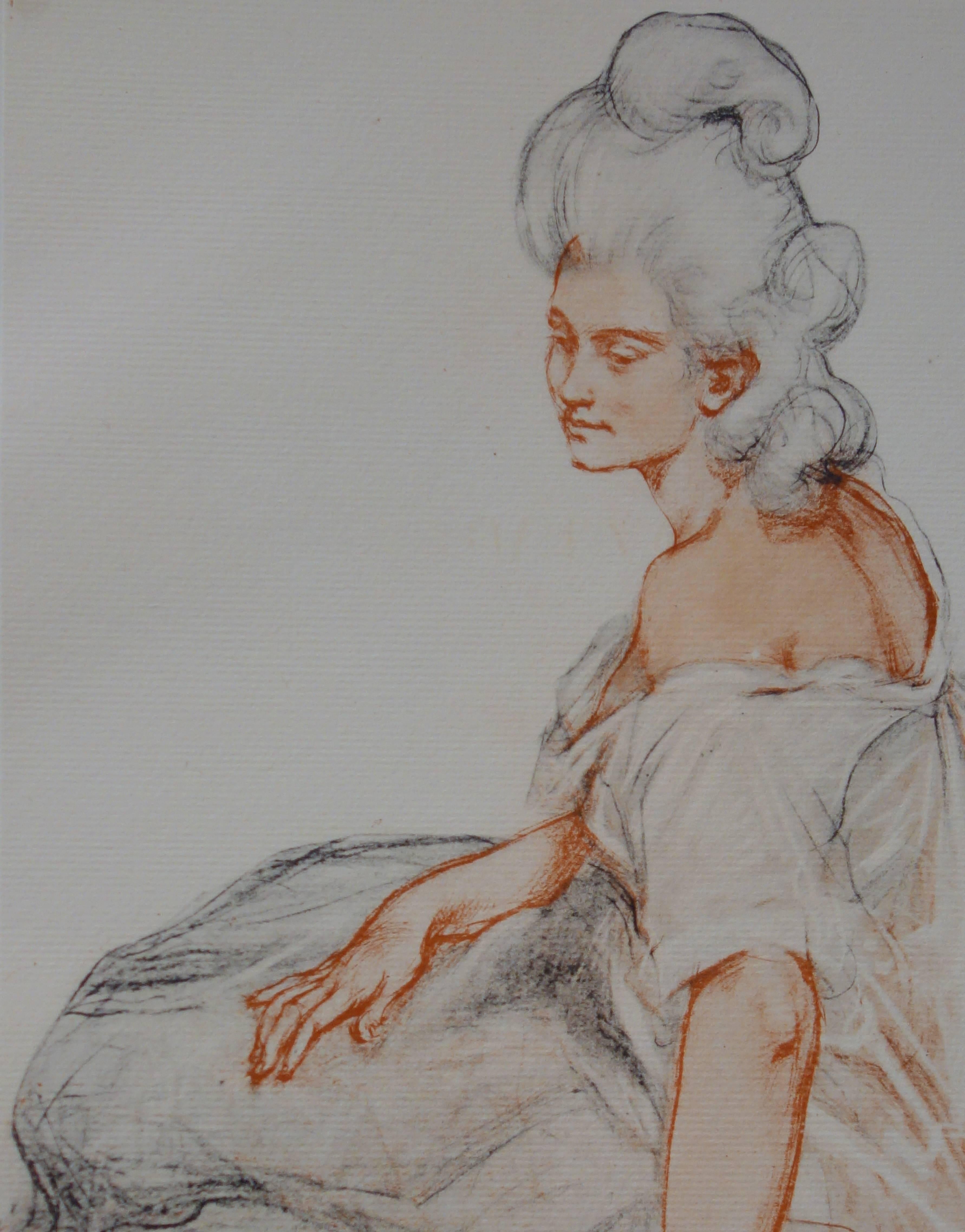 Manon - Litografia originale (1897/98) - Print Art Nouveau di René Francois Xavier Prinet