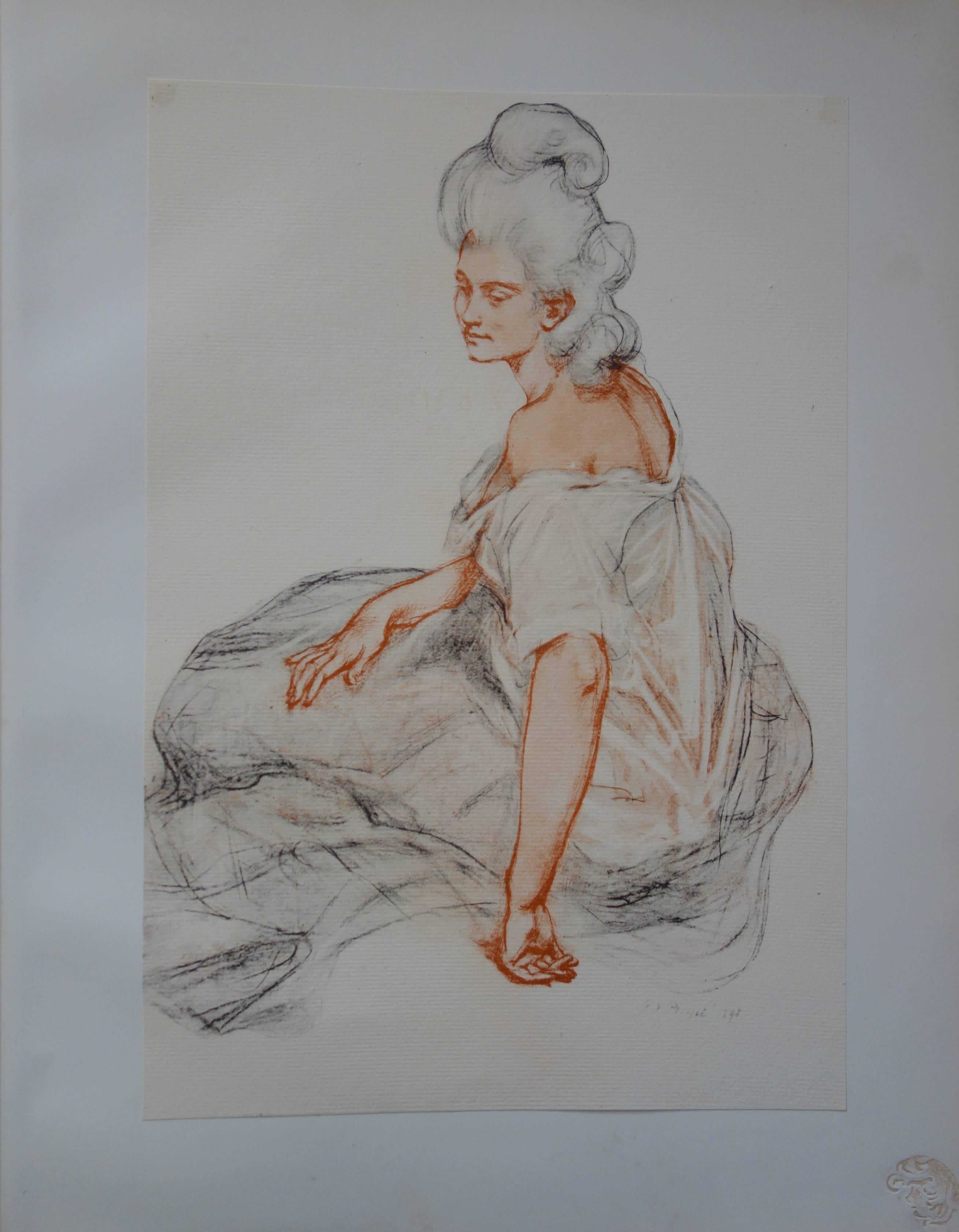 René Francois Xavier Prinet Figurative Print - Manon - Original lithograph (1897/98)