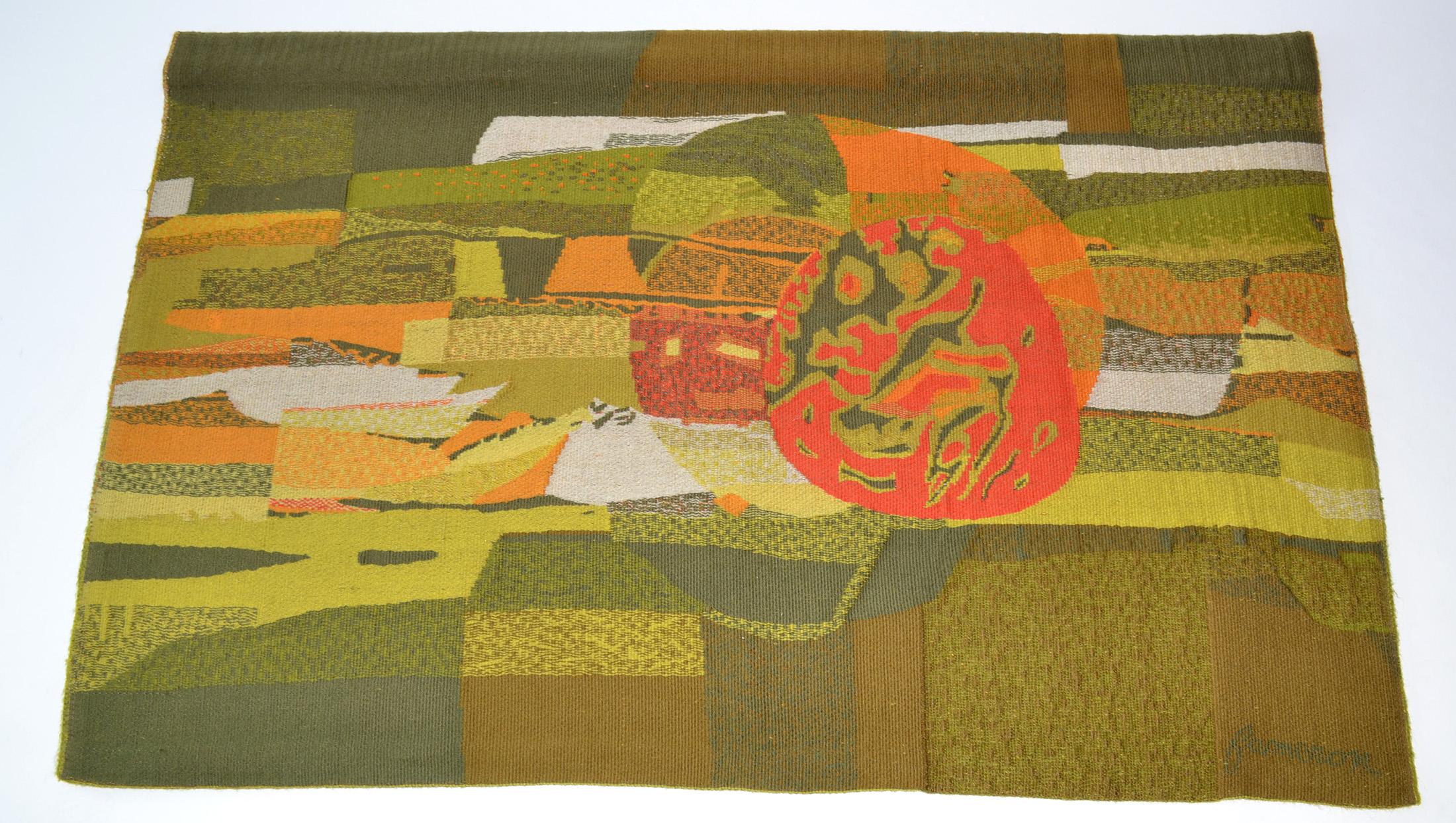 René Fumeron Cosmos Wool Wall Tapestry for Atelier Robert Four, France 1960

René FUMERON (1921-2004), Cosmos, Wool tapestry woven in the workshops of Aubusson Robert Four, numbered 101/200. Signed in the weft and on the bolduc. Woven in