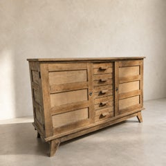 René Gabriel Architectural French Oak Sideboard, France, 1950s