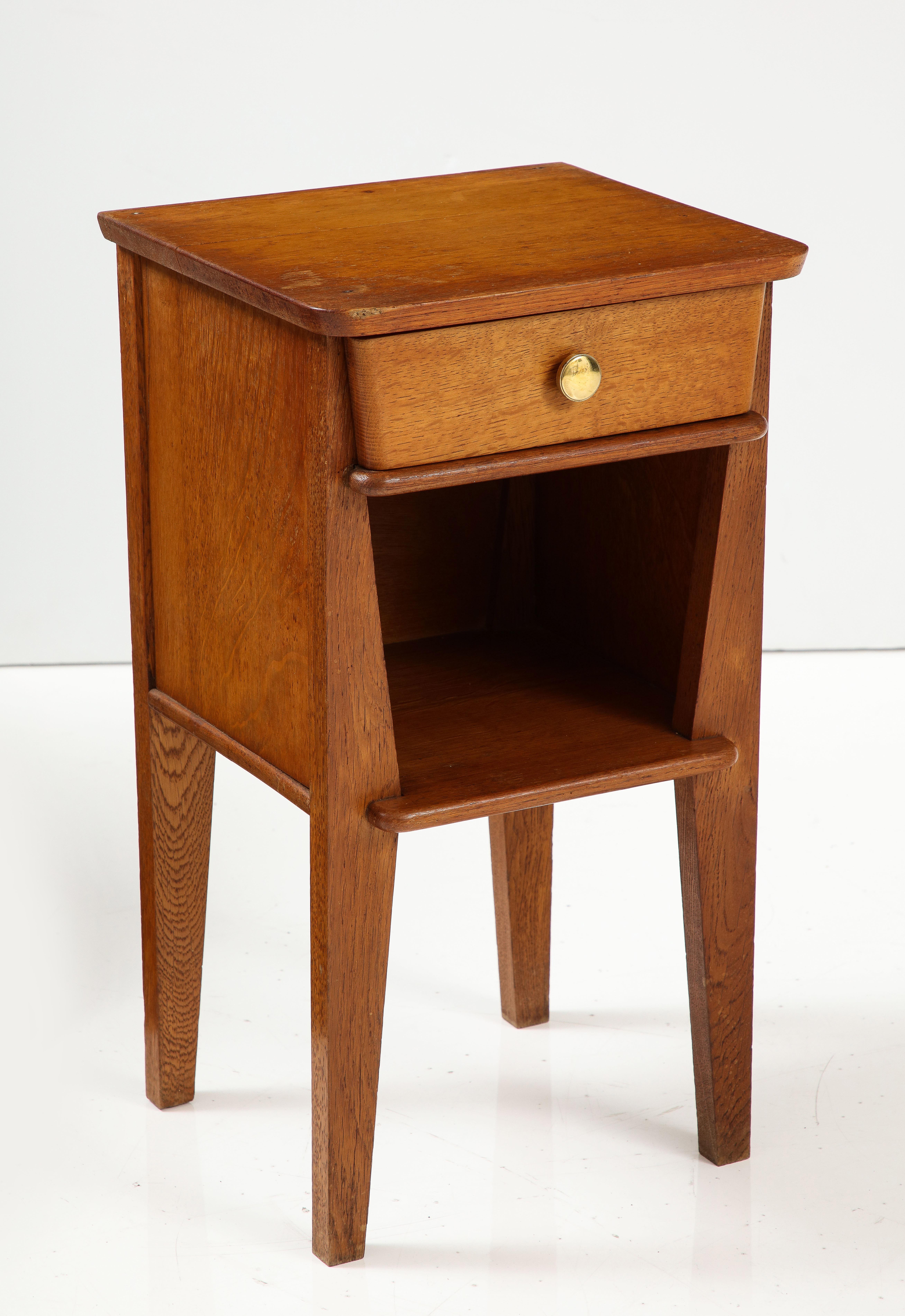 Mid-Century Modern René Gabriel Bed Side Table, Telephone Table w Drawer, France, c. 1946