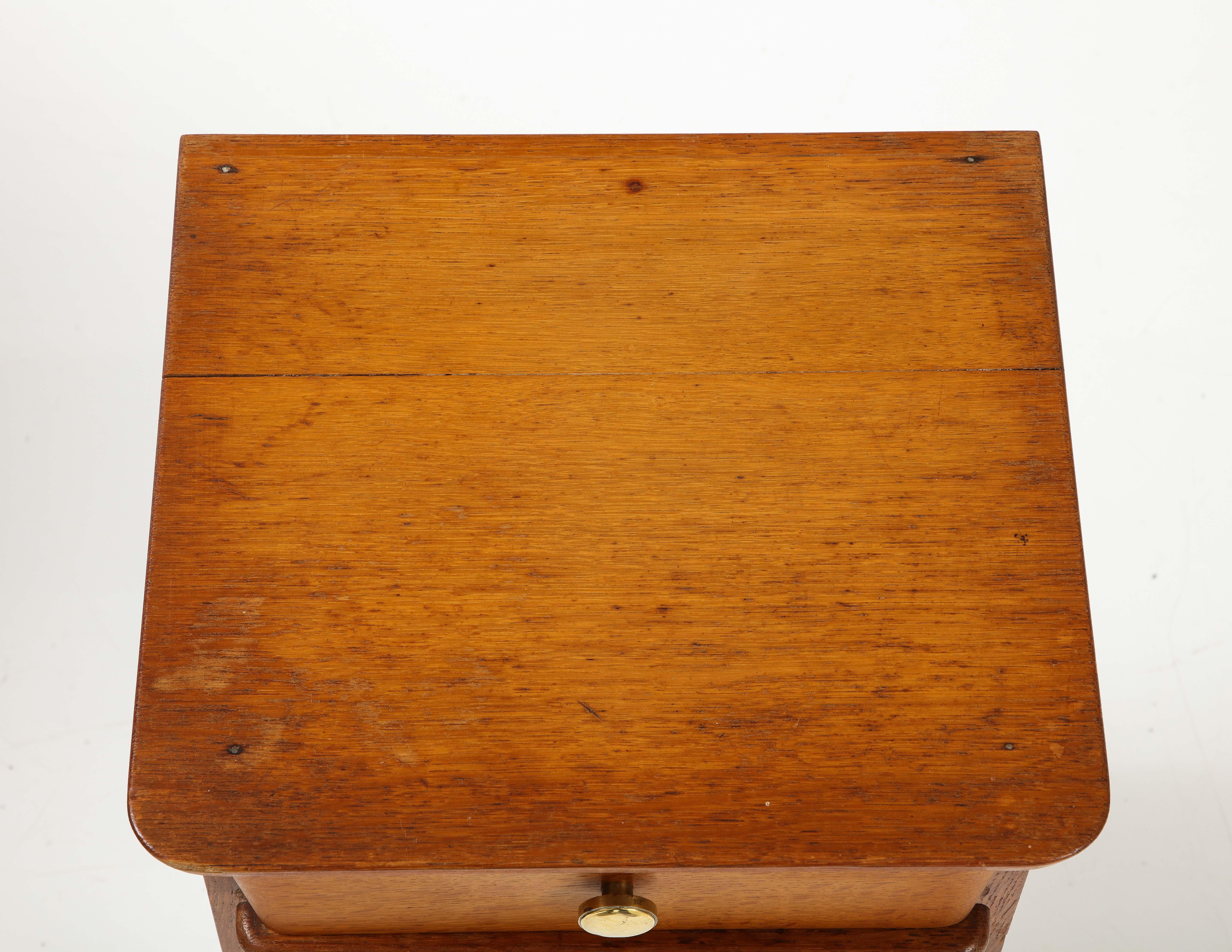 Mid-20th Century René Gabriel Bed Side Table, Telephone Table w Drawer, France, c. 1946