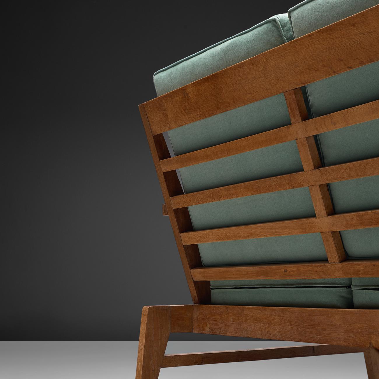 Mid-Century Modern René Gabriel Extremely Rare Sofa in Solid Oak