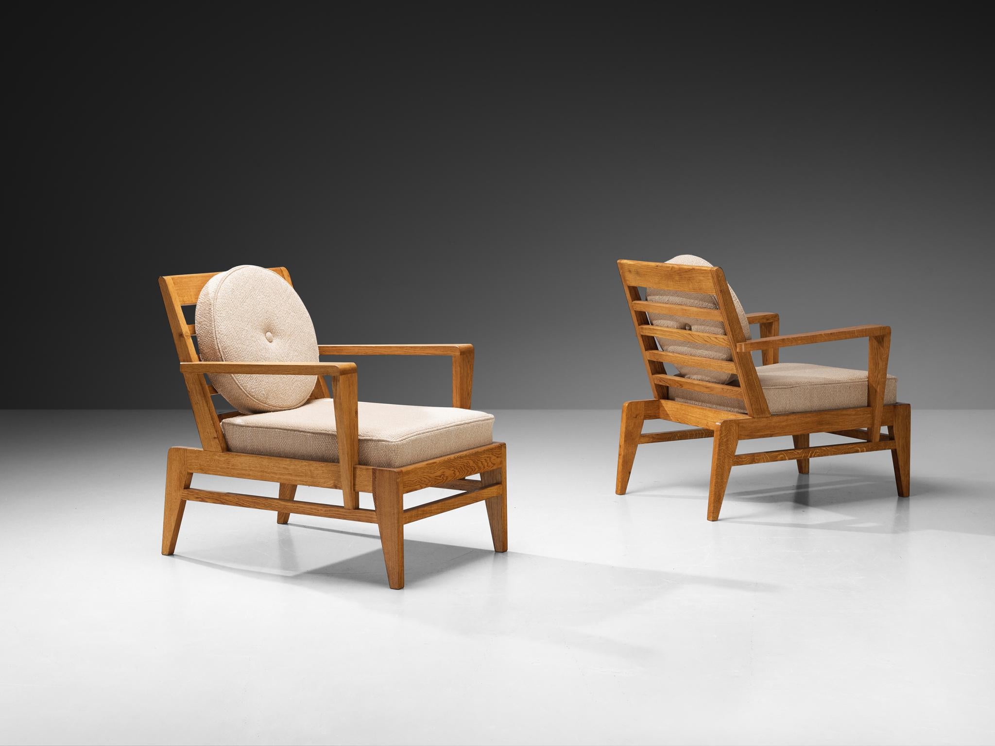 French René Gabriel for Lieuvin 'RG178' Lounge Chairs in Solid Wood For Sale