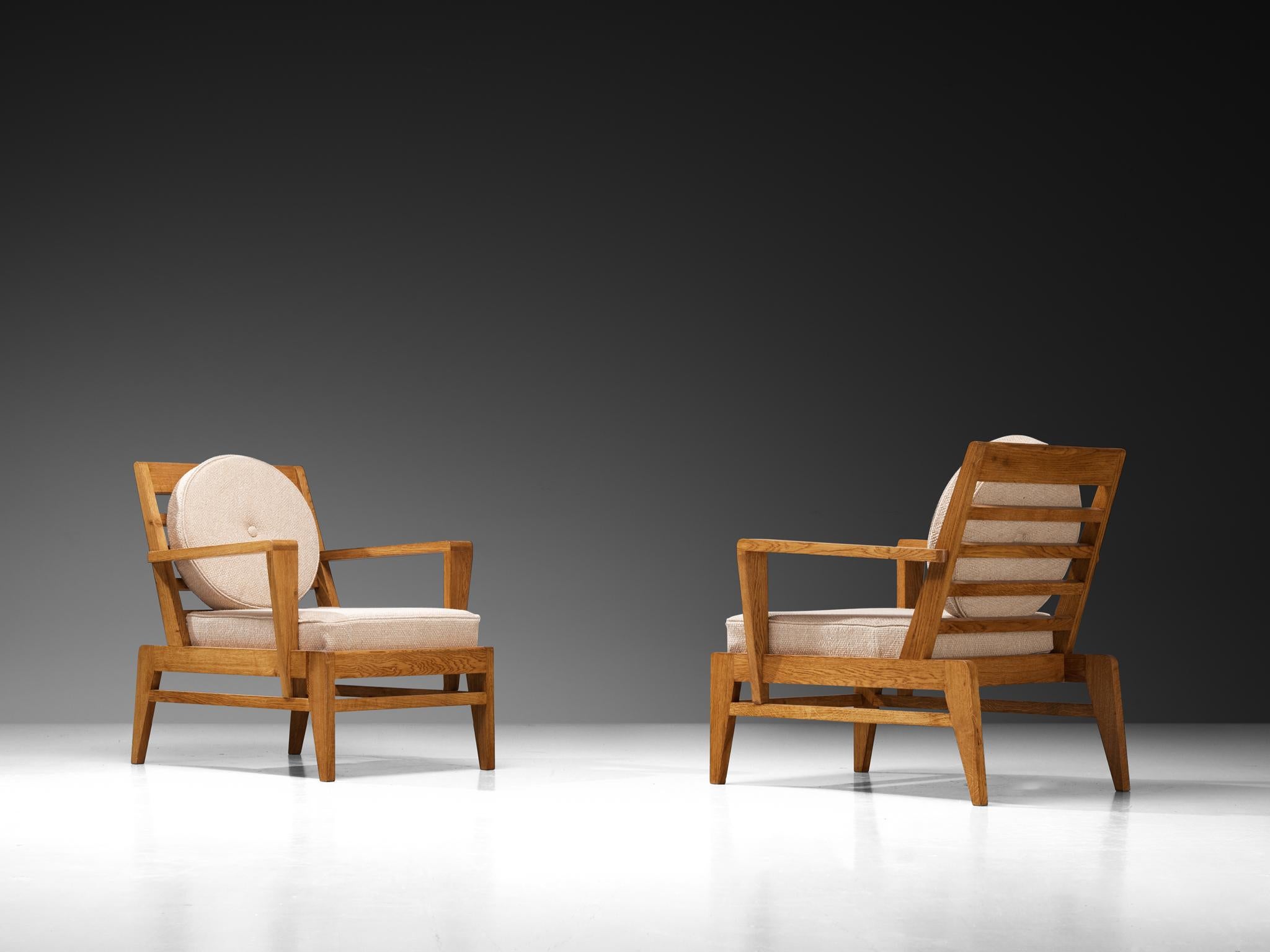 René Gabriel for Lieuvin 'RG178' Lounge Chairs in Solid Wood For Sale 1