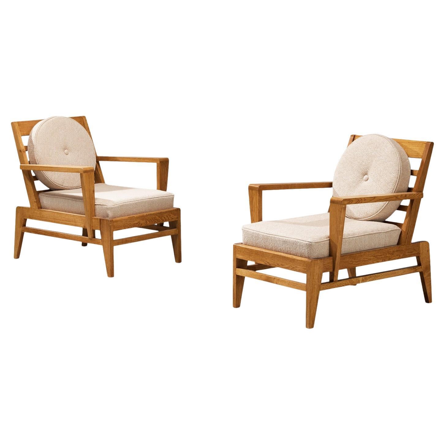 René Gabriel for Lieuvin 'RG178' Lounge Chairs in Solid Wood For Sale