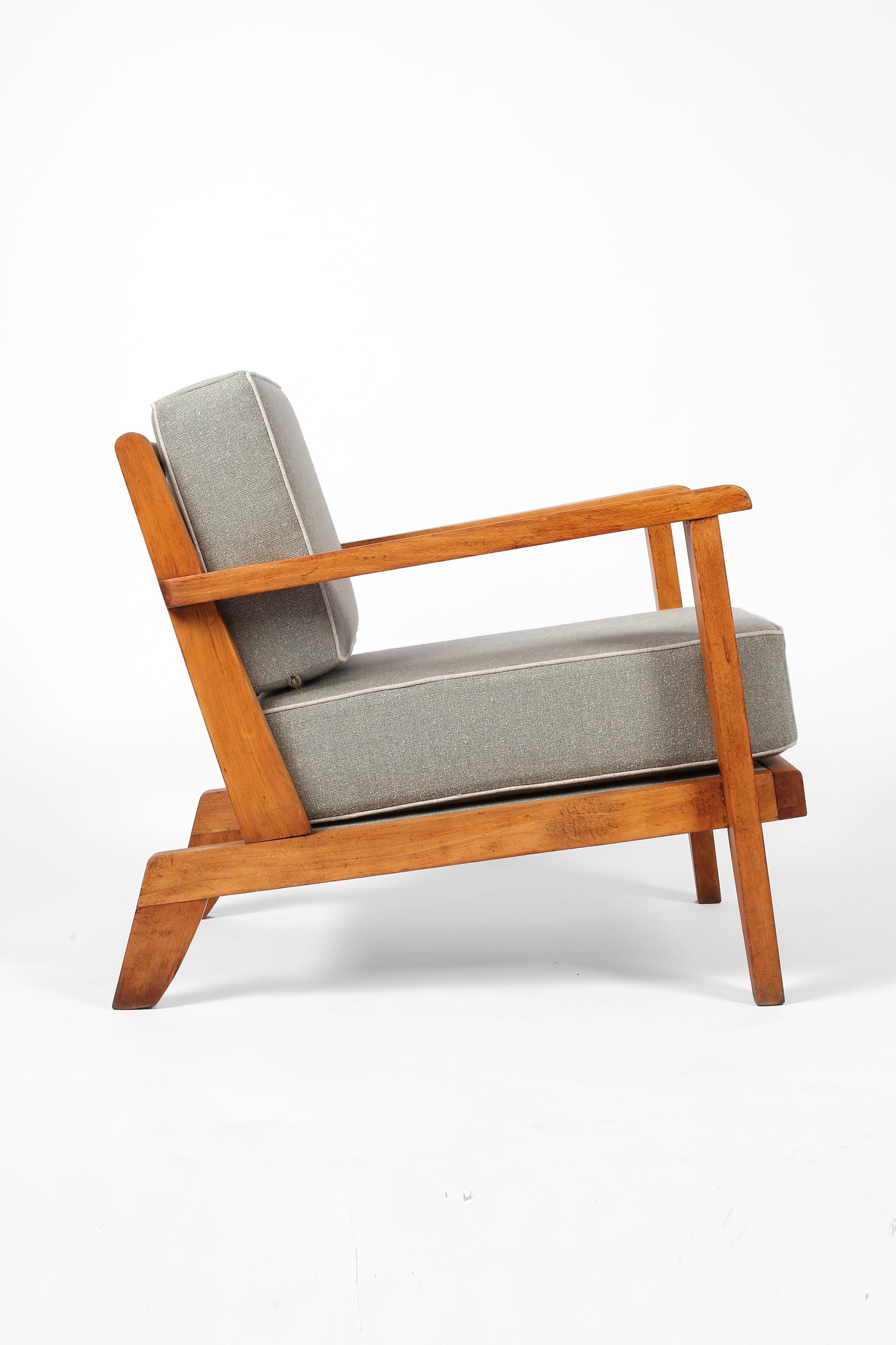 René Gabriel Französisch 1940er Jahre Reconstructivist Sessel (Buchenholz) im Angebot