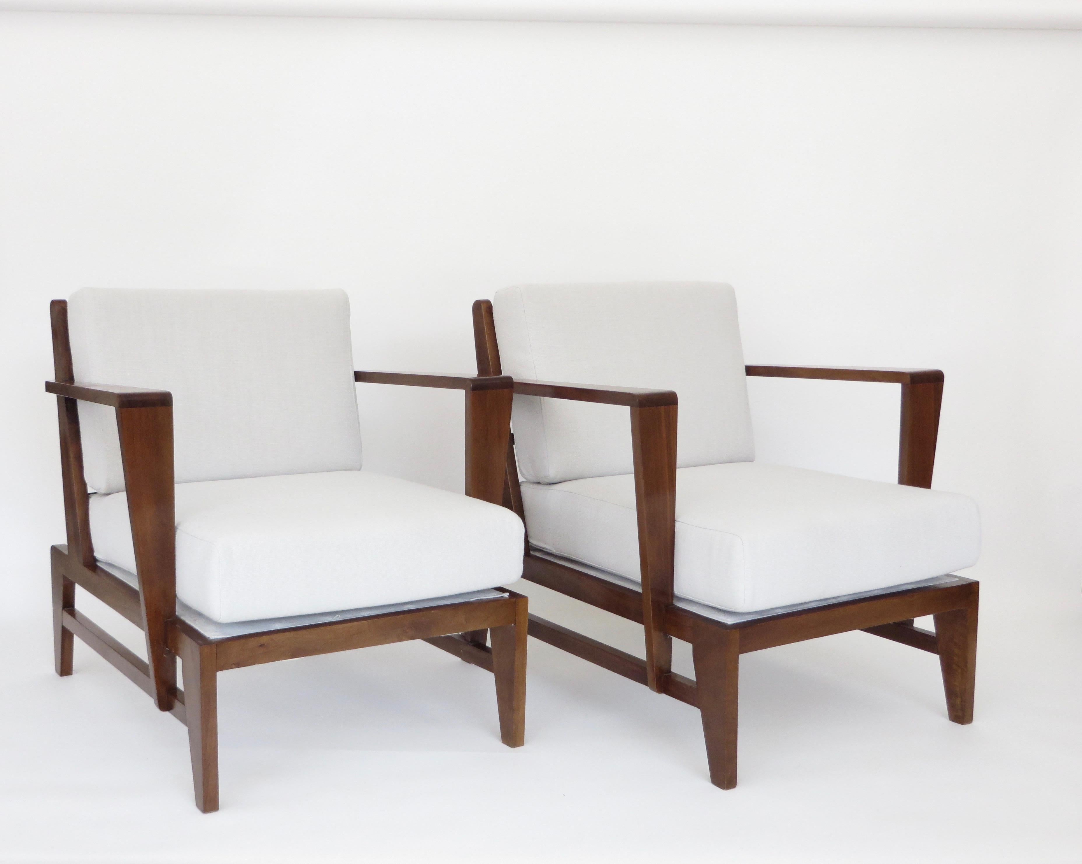 Mid-Century Modern Rene Gabriel French Lounge Chairs Reconstruction Period