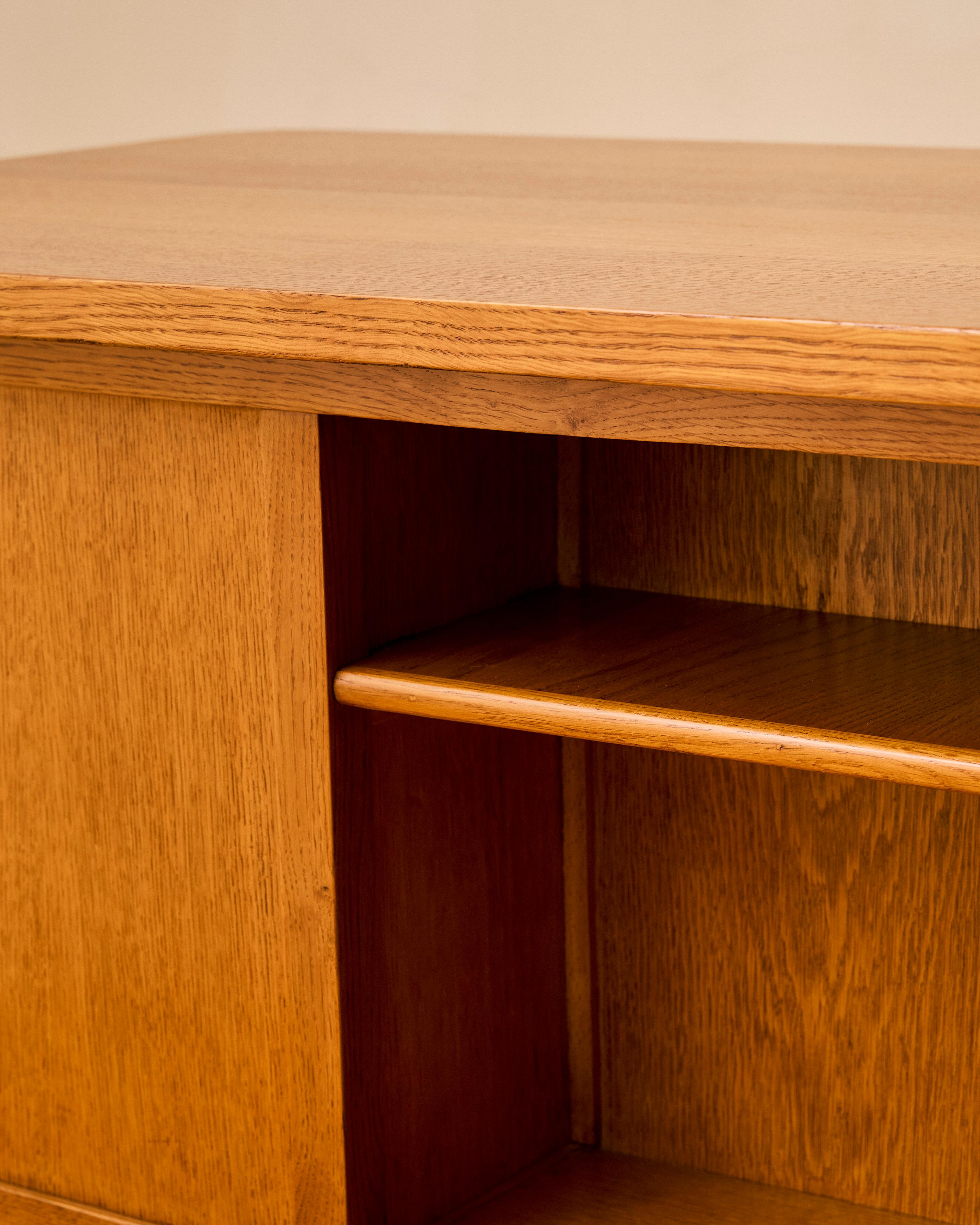Rene Gabriel Oak and Bronze Desk c. 1950 For Sale 10