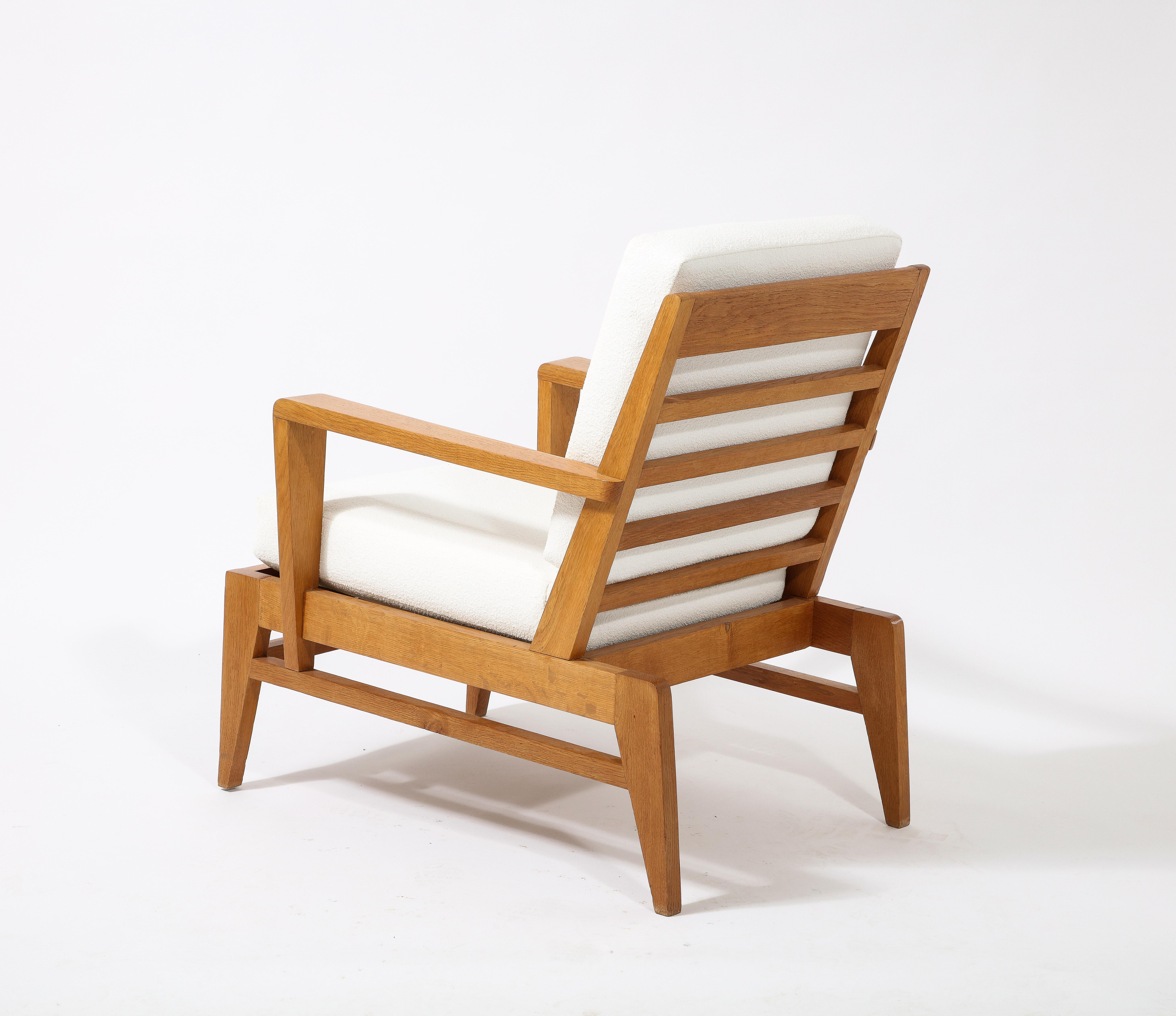 René Gabriel Pair of Oak Lounge Chairs Armchairs, France 1940’s For Sale 5