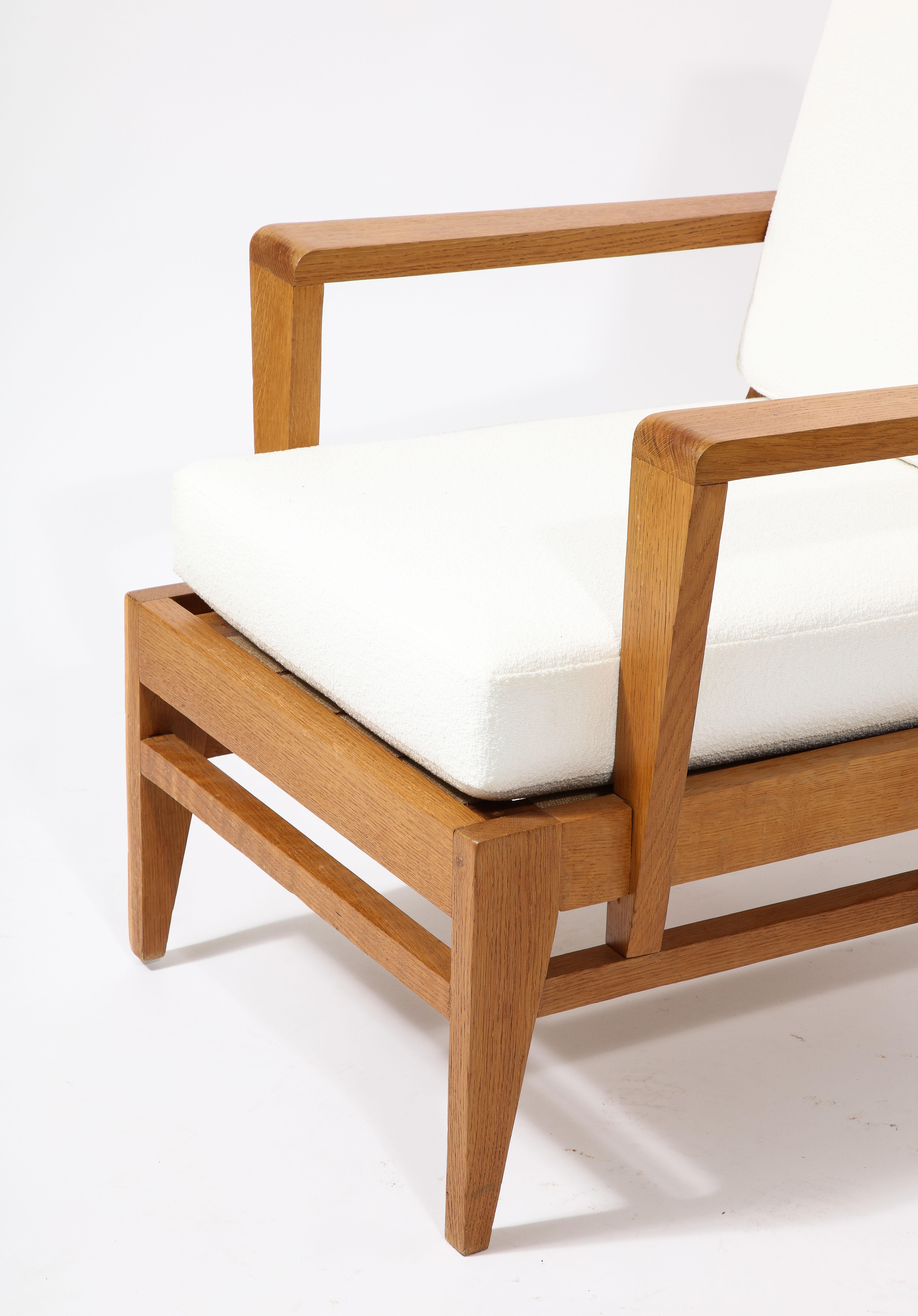 René Gabriel Pair of Oak Lounge Chairs Armchairs, France 1940’s For Sale 3