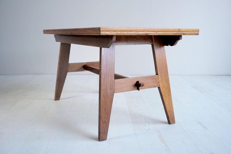 René Gabriel Oak Dining Table France 1945 René Gabriel Oak Dining Table France 1945