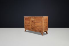 René Gabriel Patinated Oak Sideboard, France, 1940s