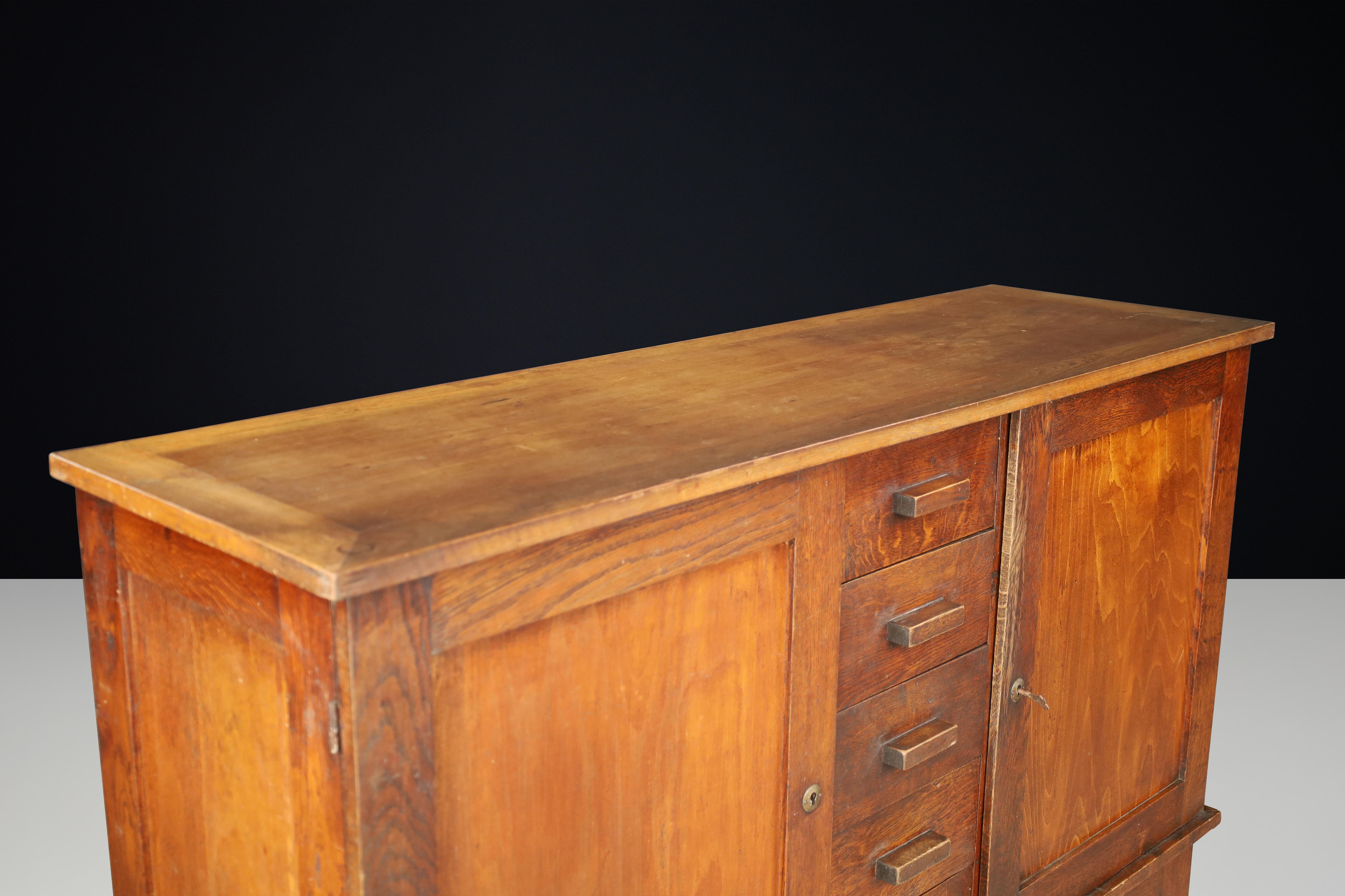 French René Gabriel Patinated Oak Sideboard, France, 1940s For Sale