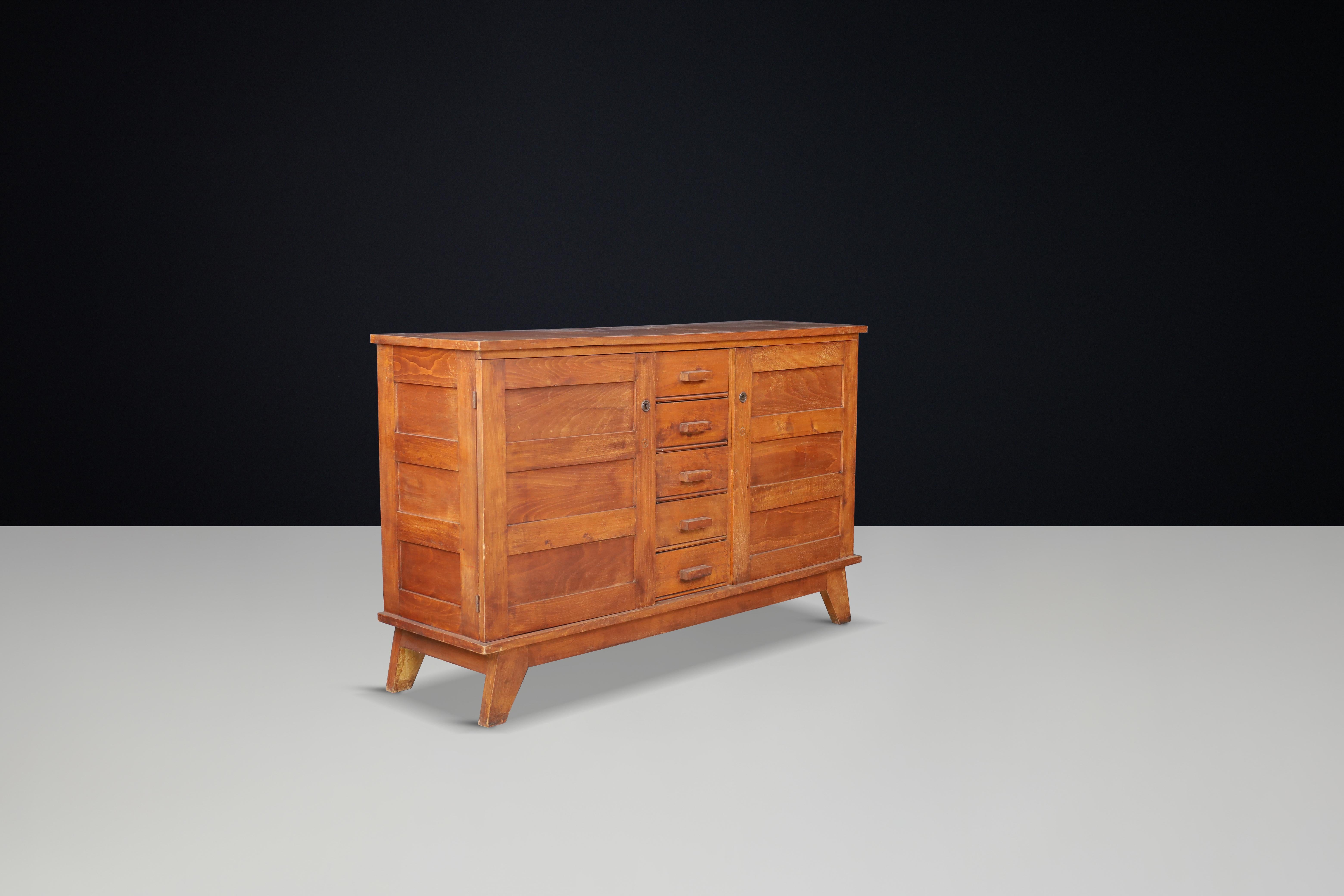 French René Gabriel Patinated Oak Sideboard, France, 1940s For Sale