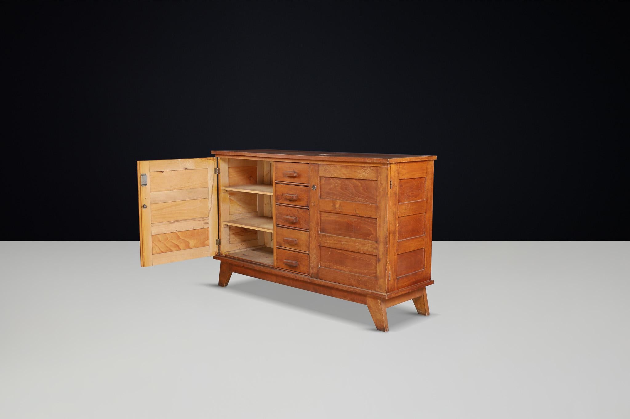 French René Gabriel Patinated Oak Sideboard, France, 1940s For Sale