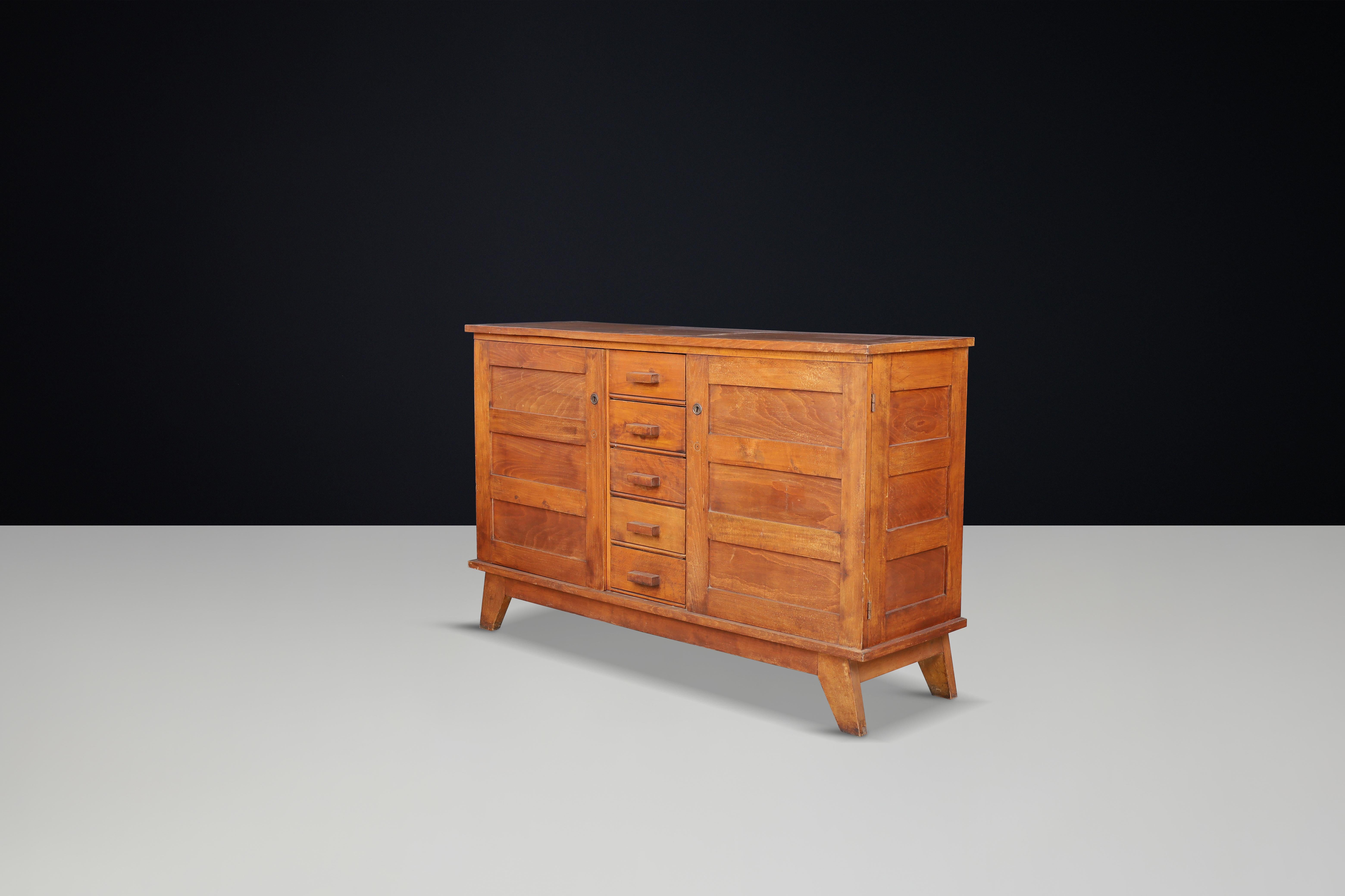 20th Century René Gabriel Patinated Oak Sideboard, France, 1940s For Sale
